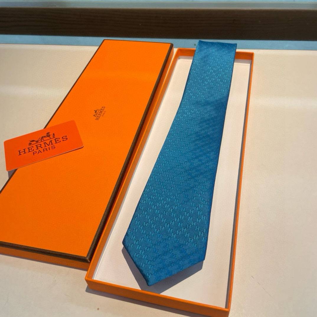 HERMES エルメス ネクタイ H柄 新型 提花 スカイブルー - 画像 12