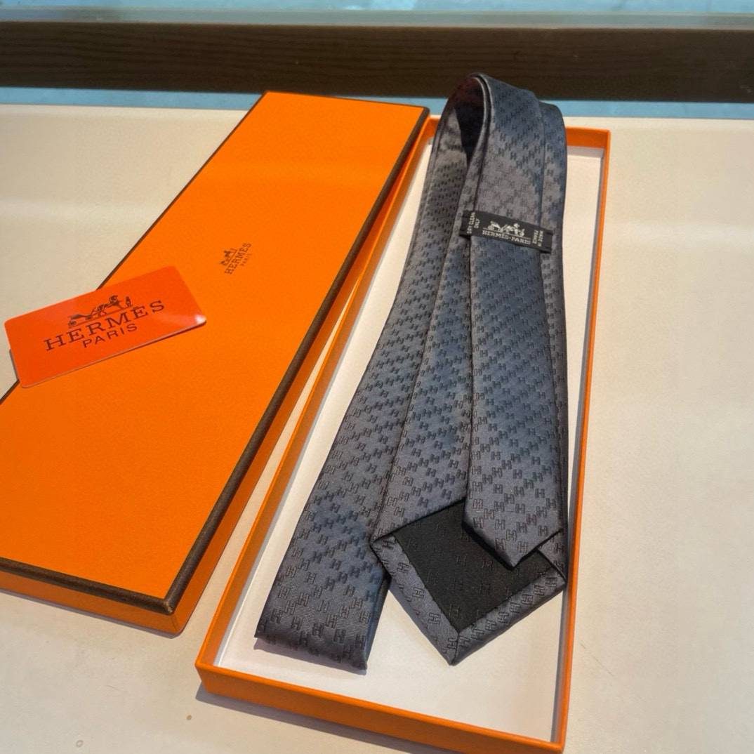 HERMES エルメス ネックタイ Hロゴ ジャカード柄 ブラック - 画像 11