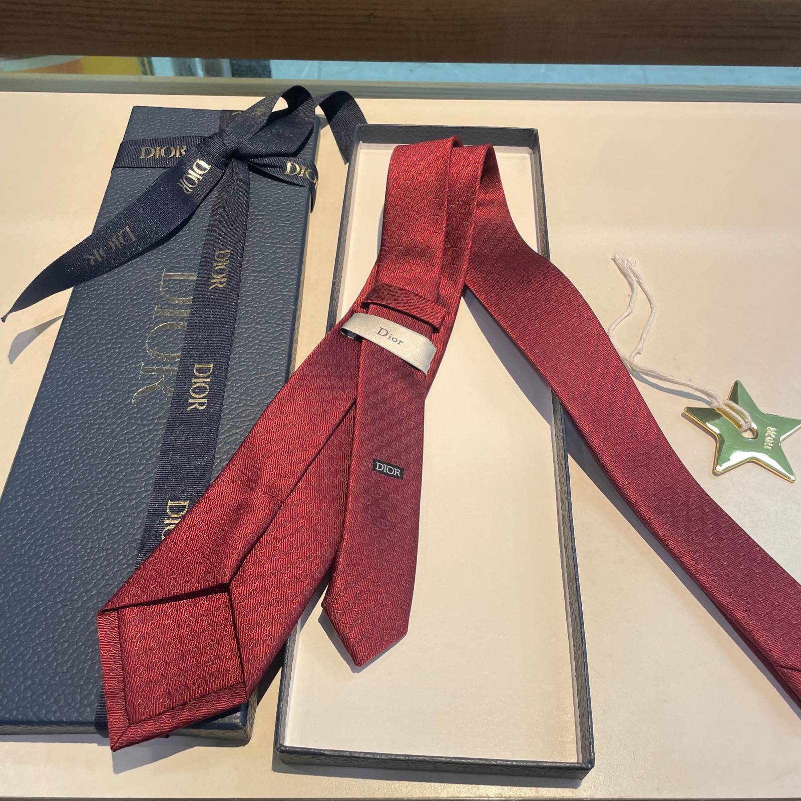 DIOR ディオール モノグラム柄 ネクタイ シルク調 ダークグレー - 画像 18