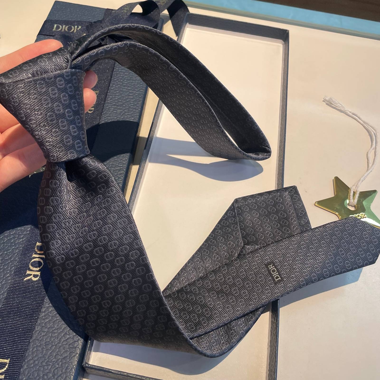 DIOR ディオール ネクタイ シルク CD オーバーレイ ネイビー - 画像 4