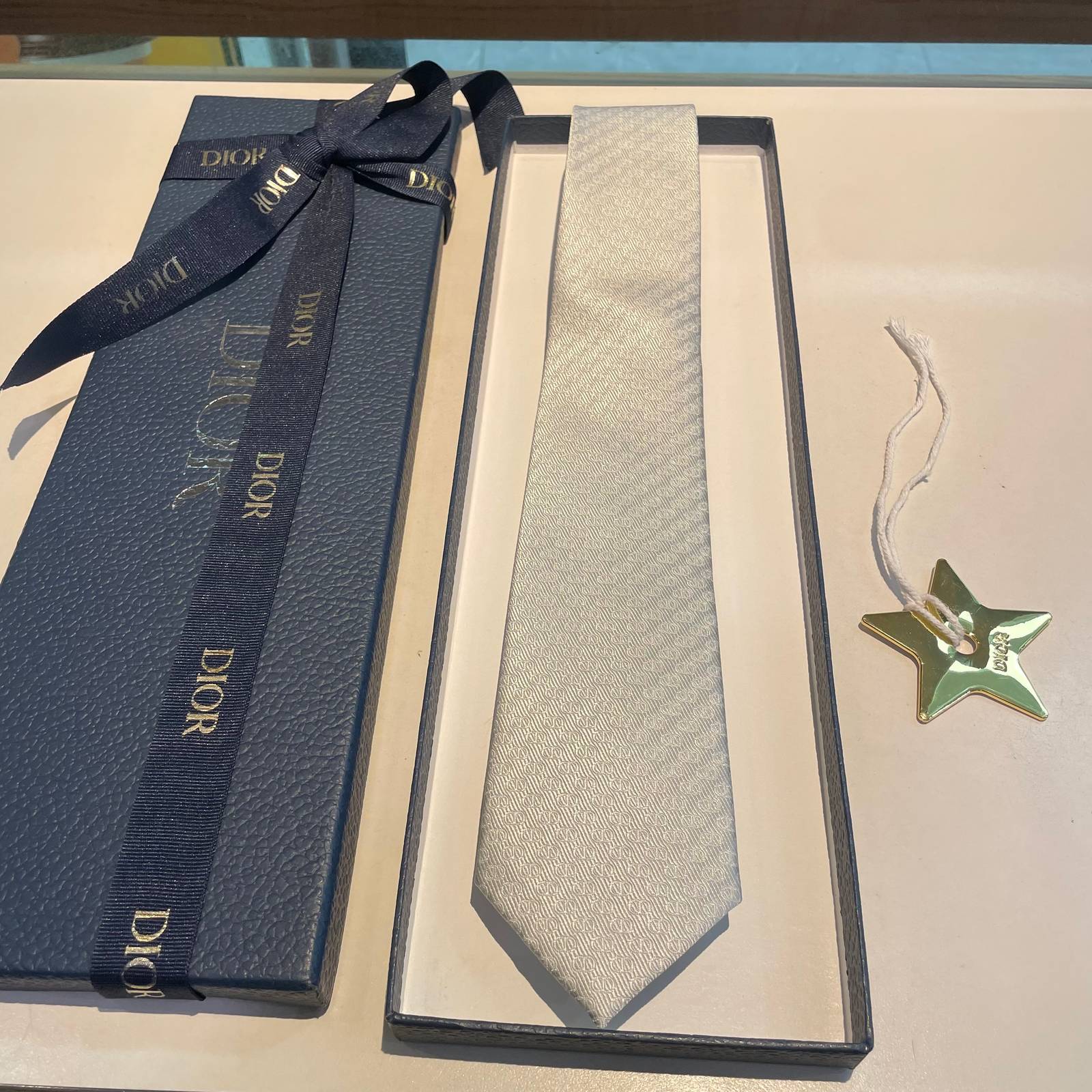 DIOR ディオール ネクタイ シルク CD オーバーレイ ネイビー - 画像 5