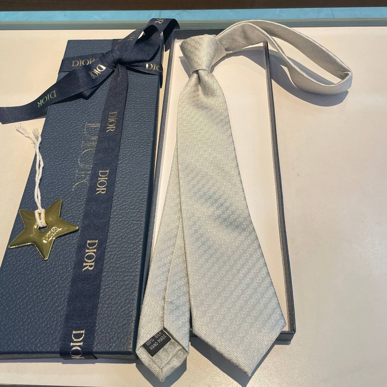 DIOR ディオール ネクタイ シルク CD オーバーレイ ネイビー - 画像 9