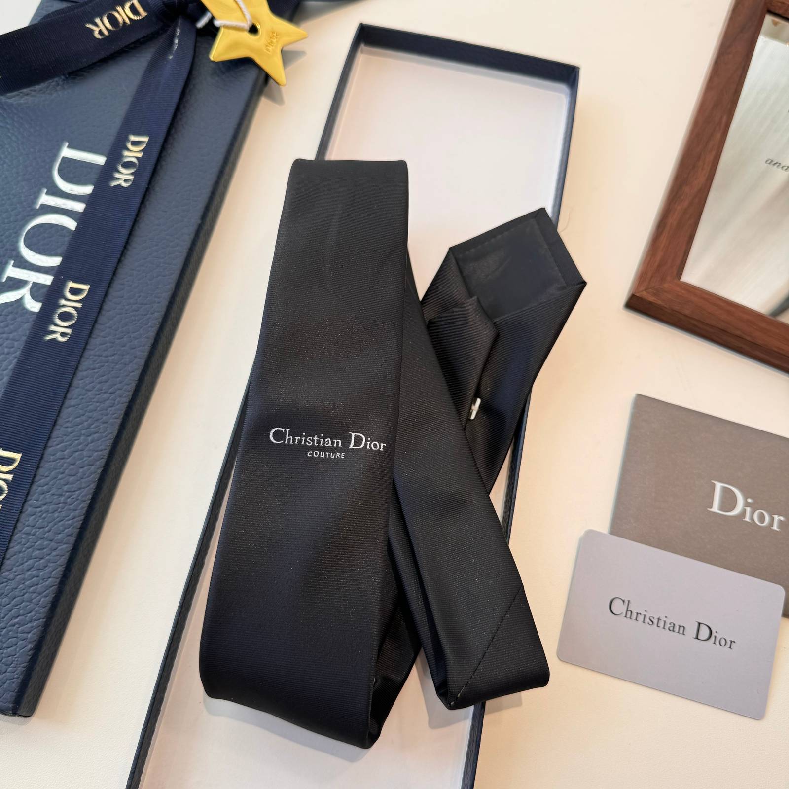DIOR ディオール シルク調ネクタイ パッチワーク柄 ブルー - 画像 8