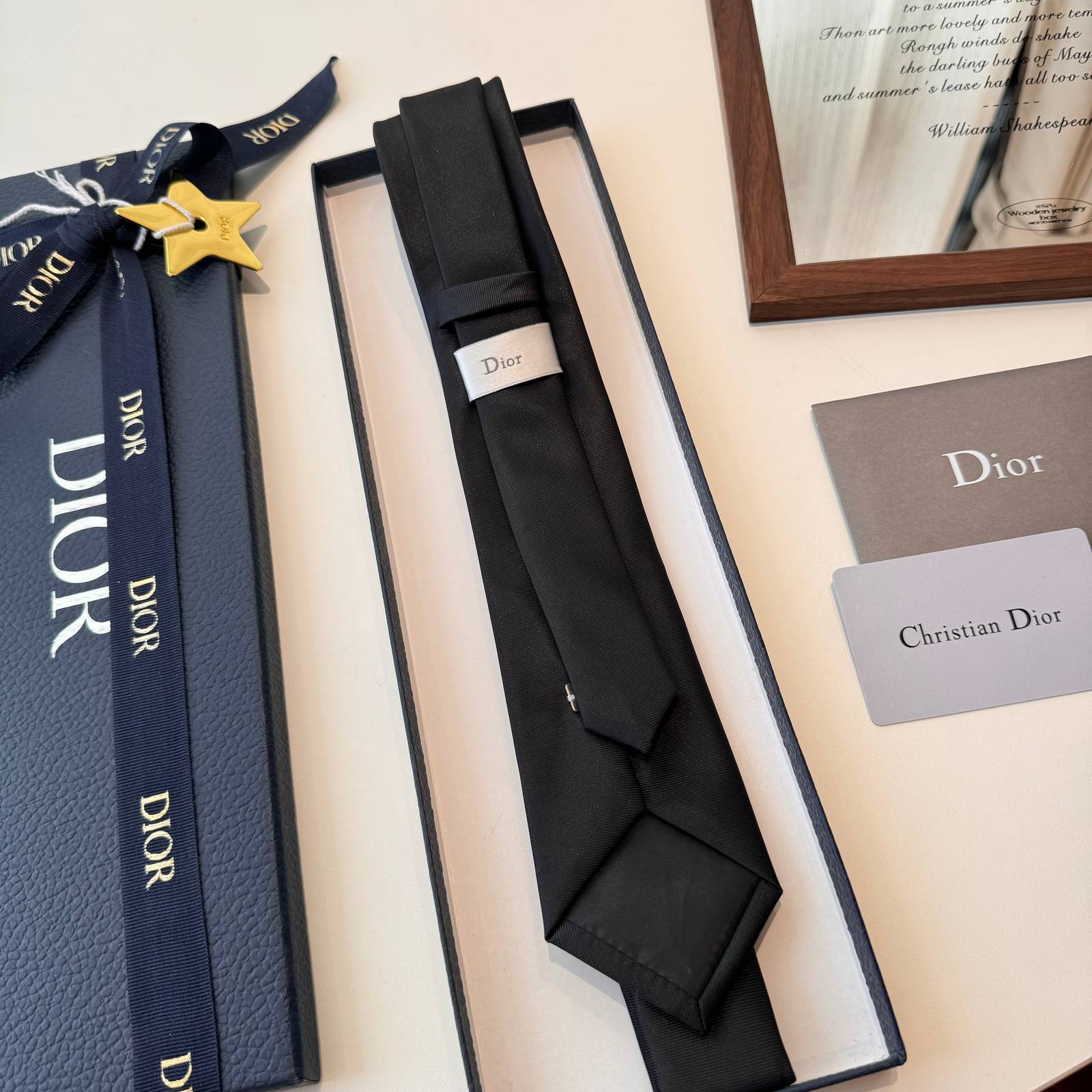 DIOR ディオール シルク調ネクタイ パッチワーク柄 ブルー - 画像 9