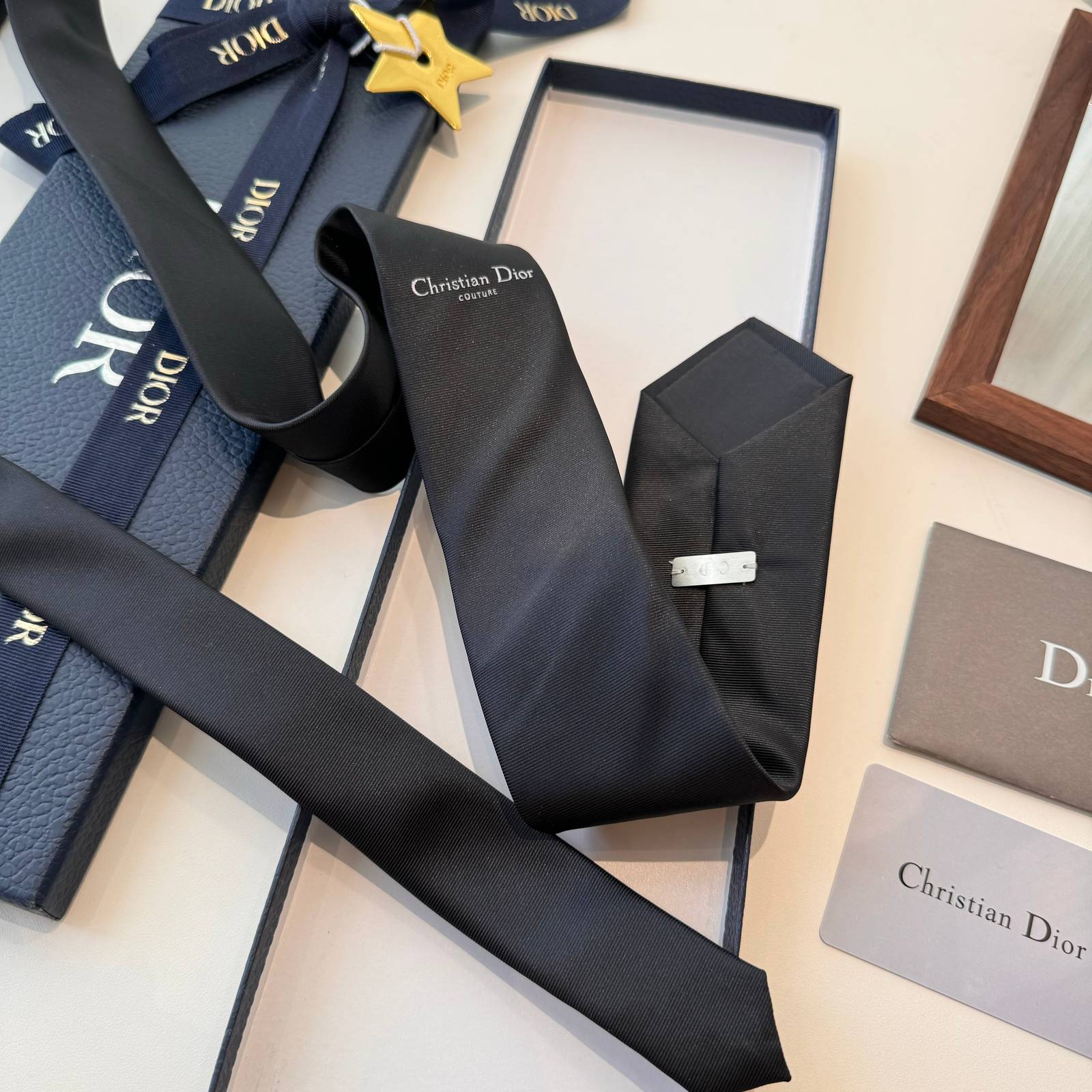 DIOR ディオール シルク調ネクタイ パッチワーク柄 ブルー - 画像 10