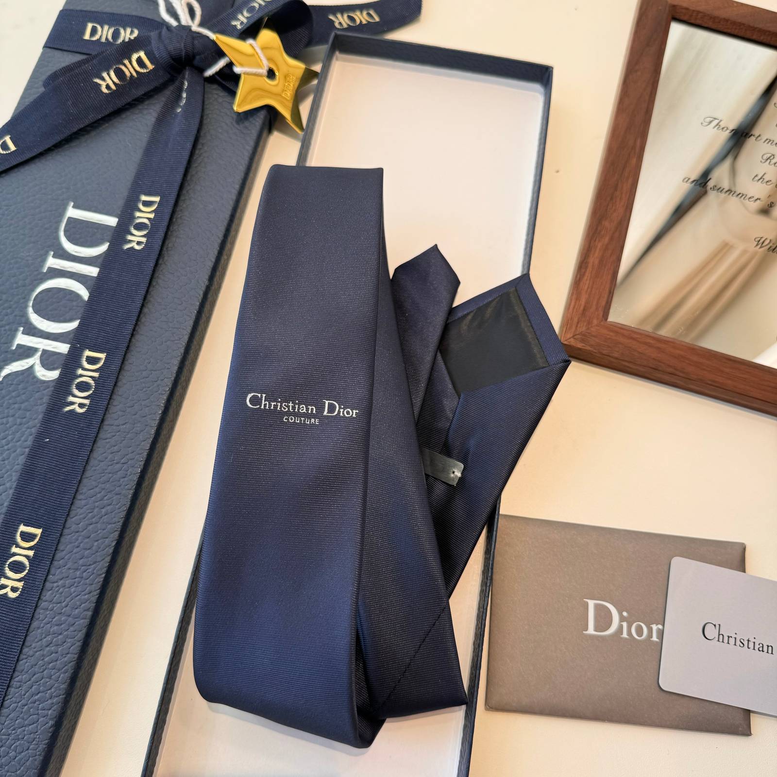 DIOR ディオール シルク調ネクタイ パッチワーク柄 ブルー - 画像 14