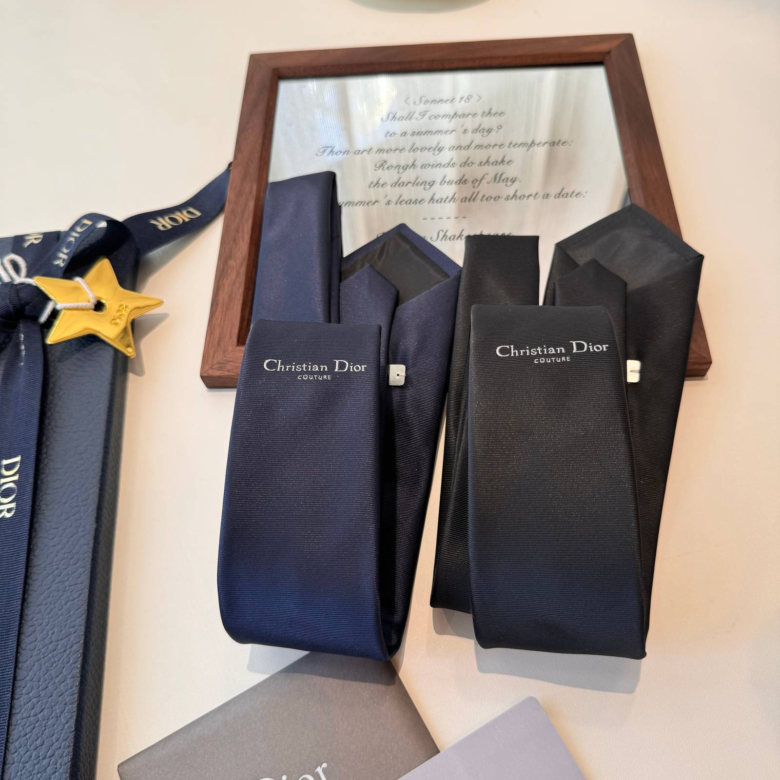 Christian Dior クリスチャン ディオール ネクタイ シルク調 刺繍 2色展開 - 画像 4
