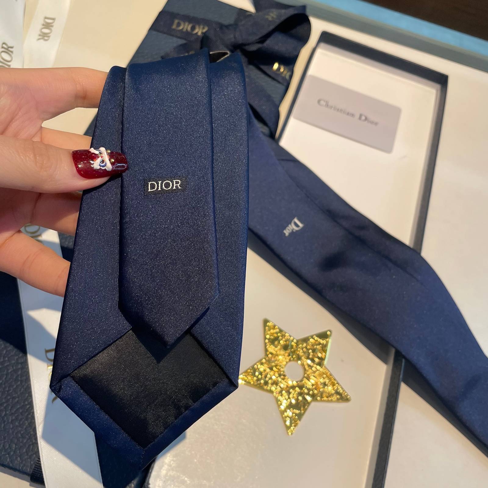 Christian Dior クリスチャン ディオール ネクタイ シルク調 刺繍 2色展開 - 画像 11