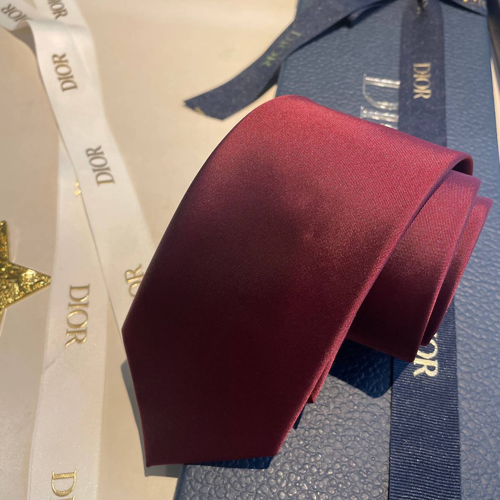 Christian Dior ネクタイ ワインレッド 刺繍ロゴ - 画像 6