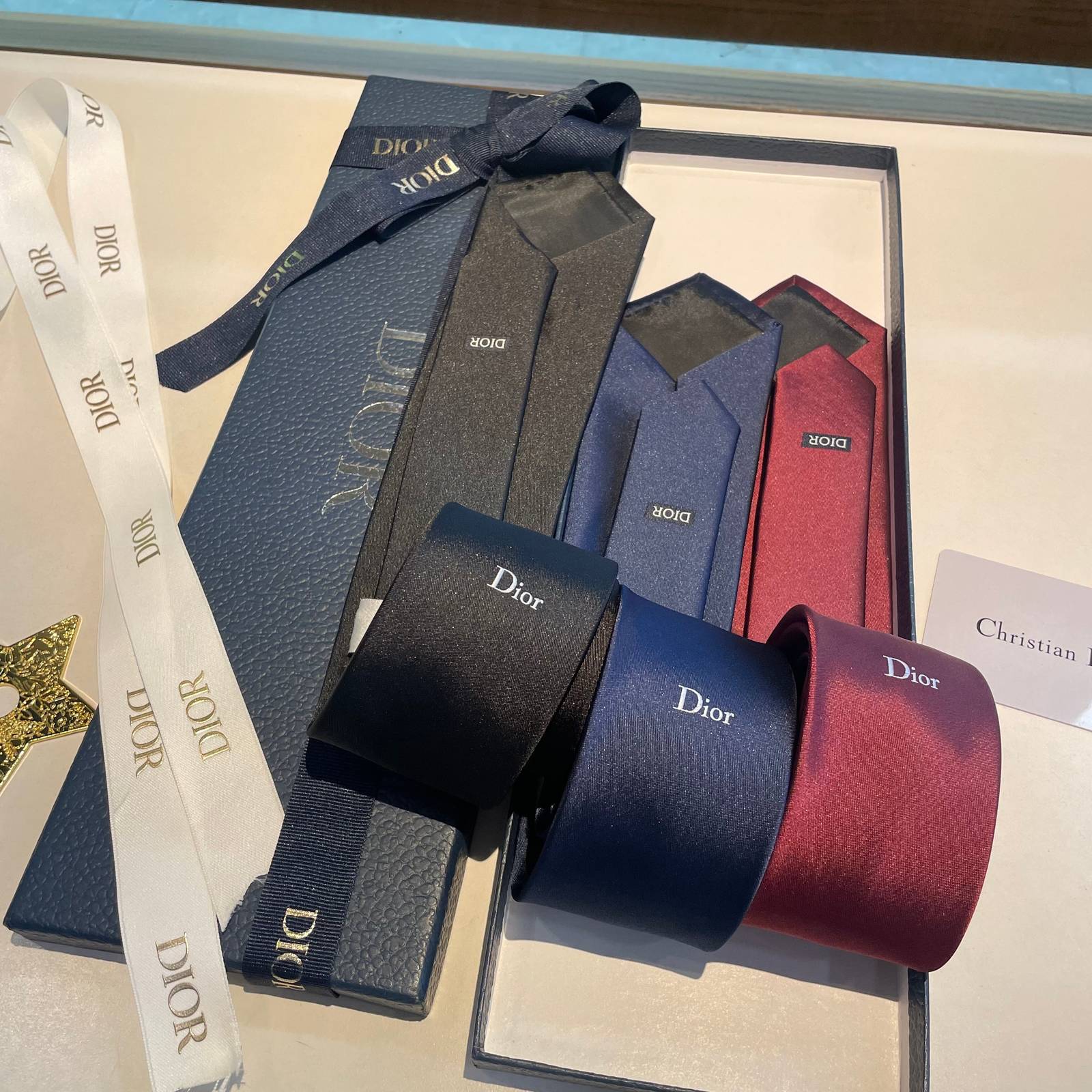 Dior ディオール ネクタイ シルク調 裏ロゴ ブラック - 画像 10