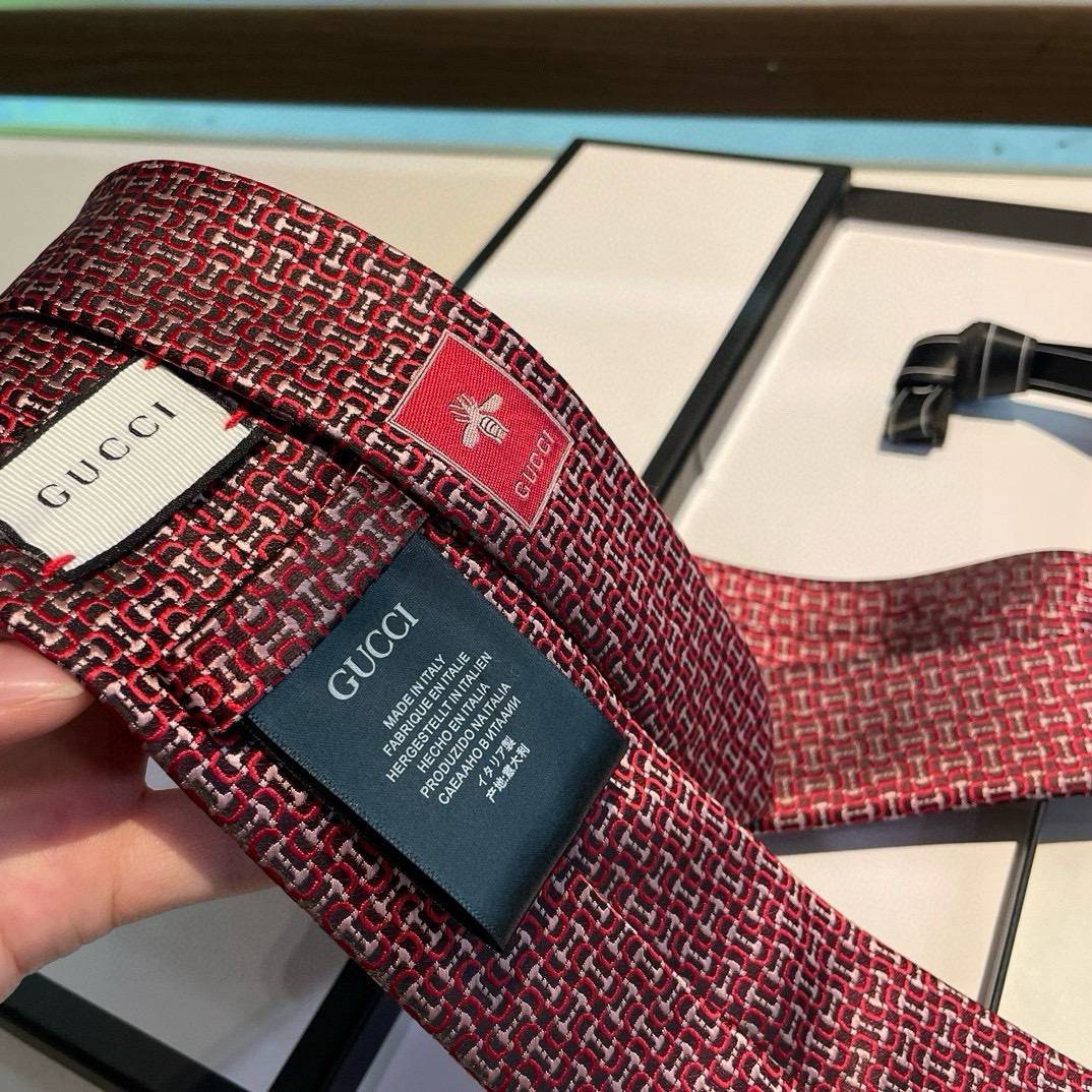GUCCI グッチ ネクタイ パッチワーク柄 レッド - 画像 4
