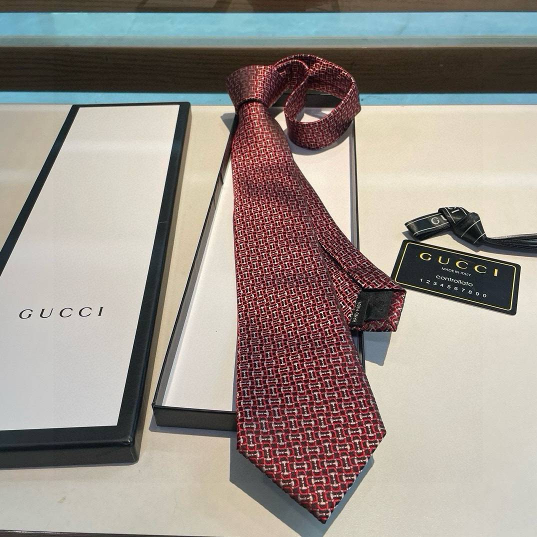 GUCCI グッチ ネクタイ パッチワーク柄 レッド - 画像 8