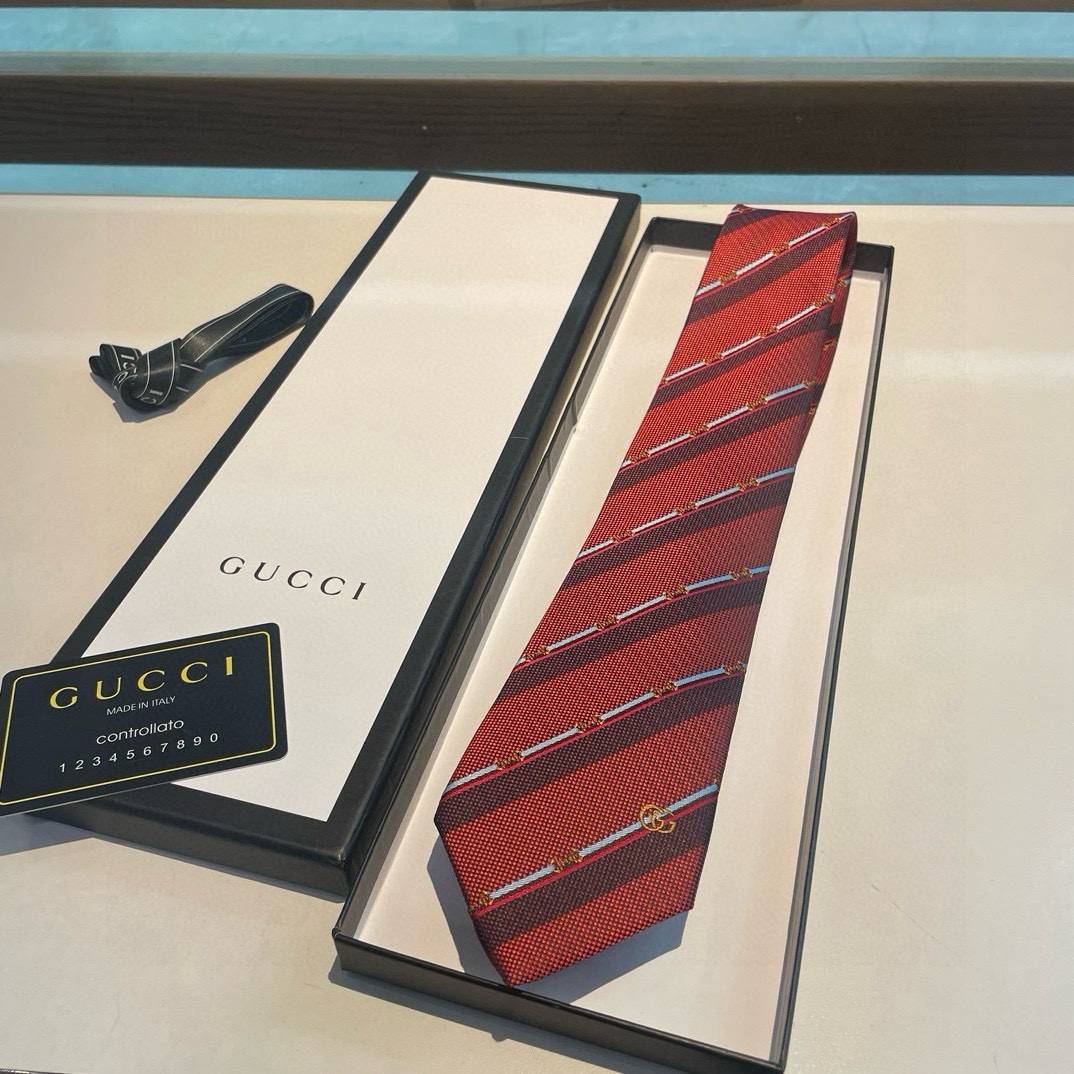 GUCCI グッチ ネクタイ シルク ストライプ ビーモチーフ ネイビー - 画像 9