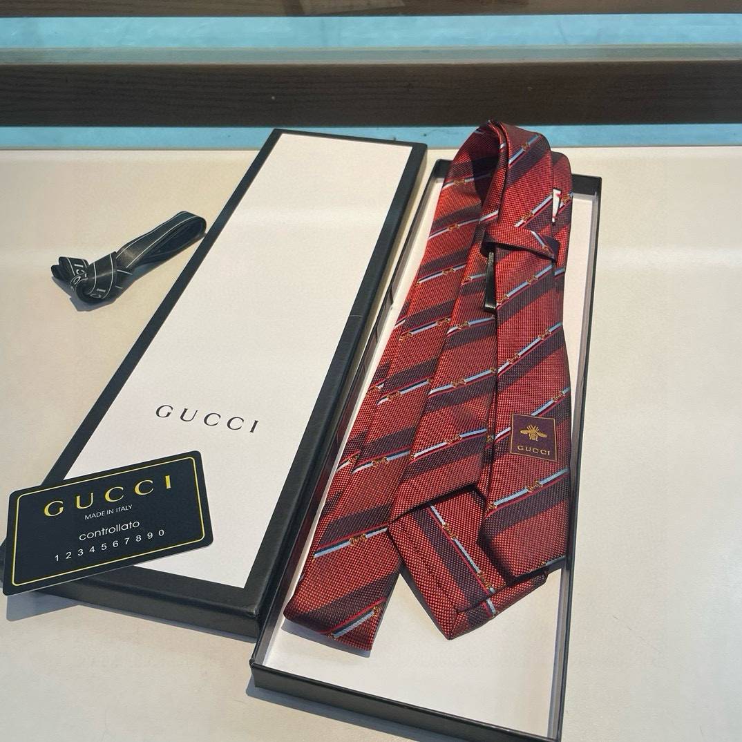 GUCCI グッチ ネクタイ シルク ストライプ ビーモチーフ ネイビー - 画像 10