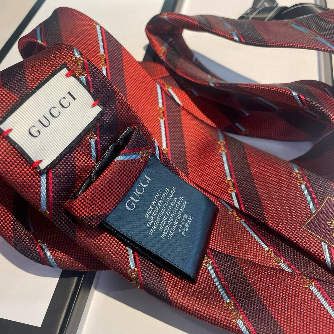 GUCCI グッチ ネクタイ シルク ストライプ ビーモチーフ ネイビー - 画像 12