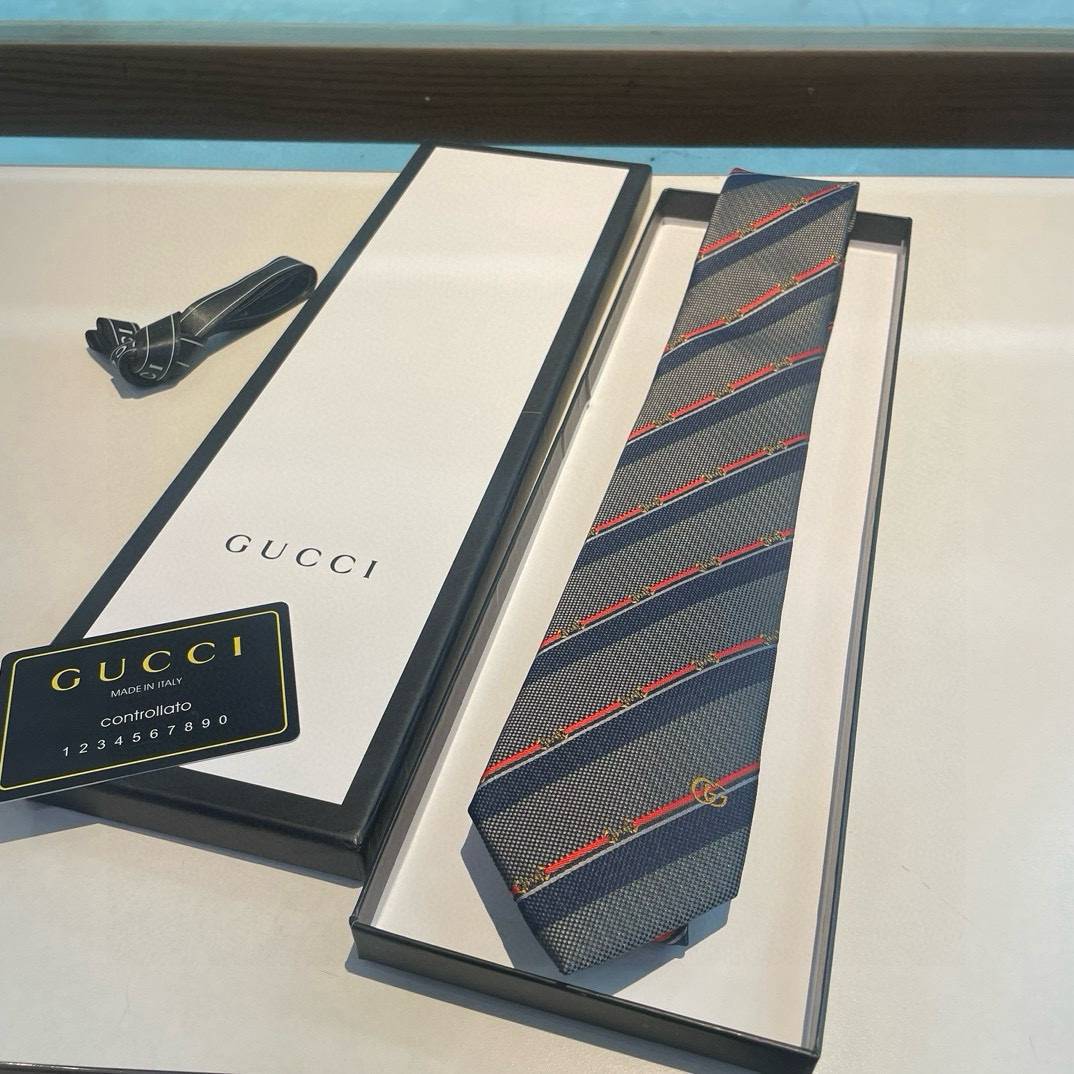 GUCCI グッチ ネクタイ シルク ストライプ ビーモチーフ ネイビー - 画像 18