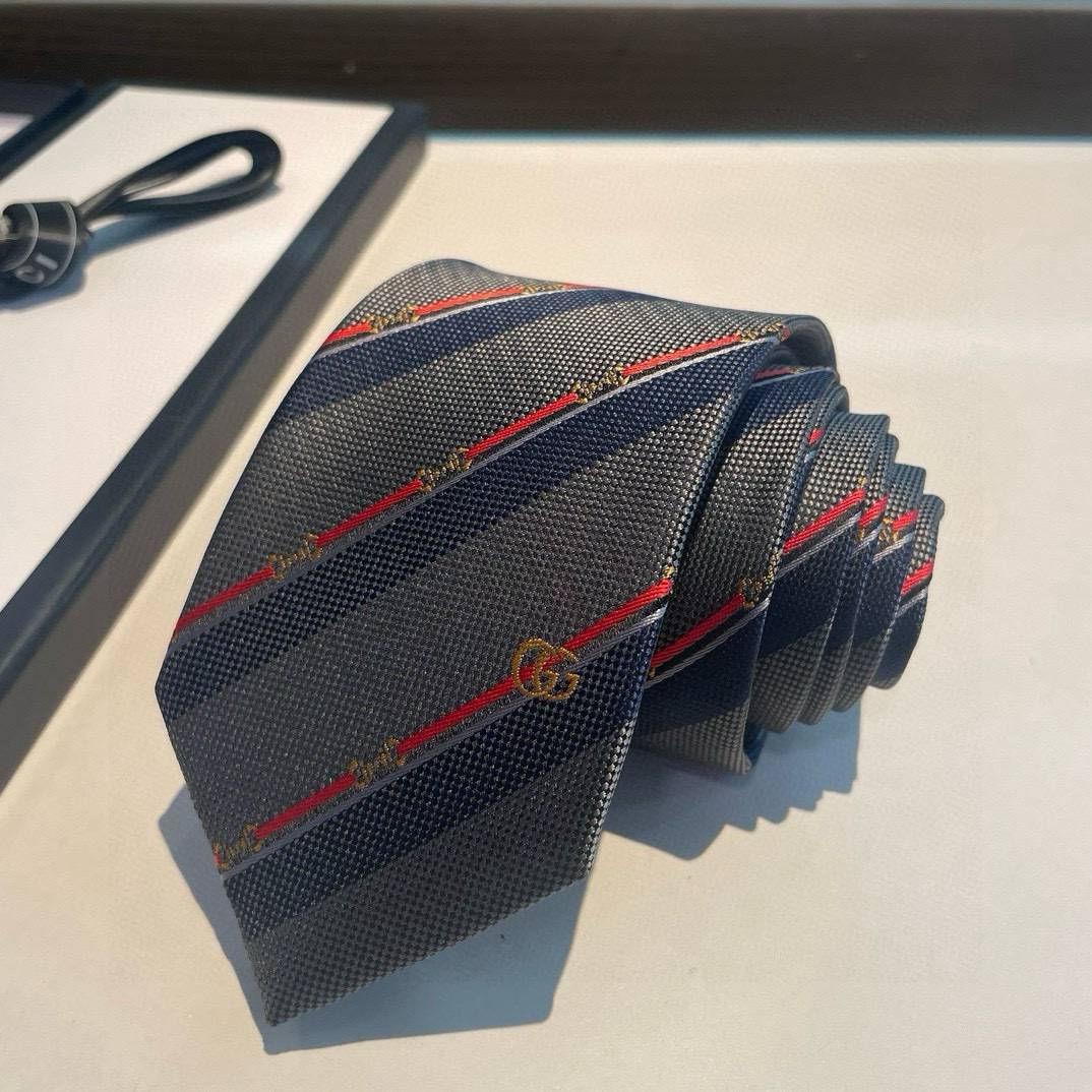 GUCCI グッチ シルク ネクタイ ビーモチーフ ストライプ ネイビー - 画像 4