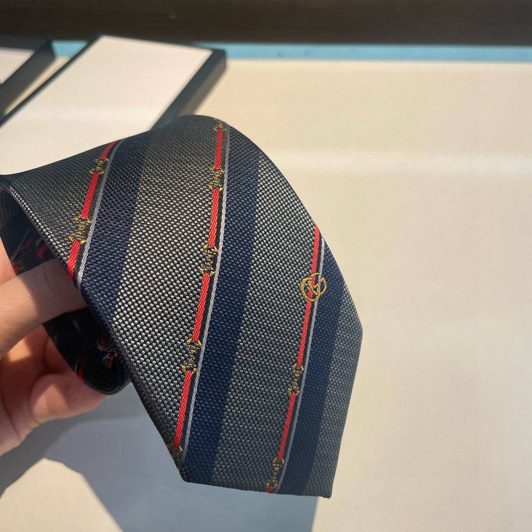 GUCCI グッチ シルク ネクタイ ビーモチーフ ストライプ ネイビー - 画像 8