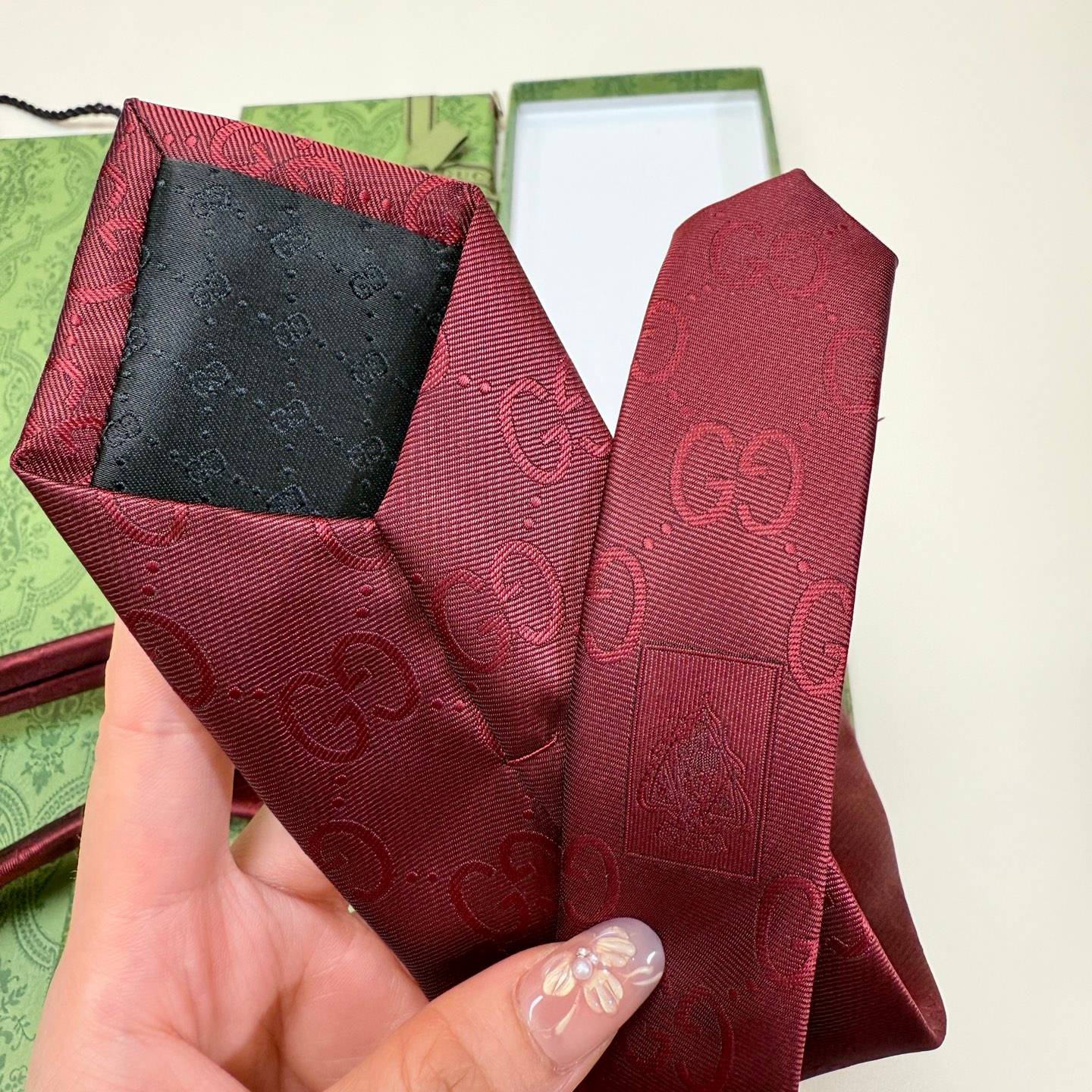 GUCCI グッチ ネクタイ GG モノグラム柄 ワインレッド - 画像 6