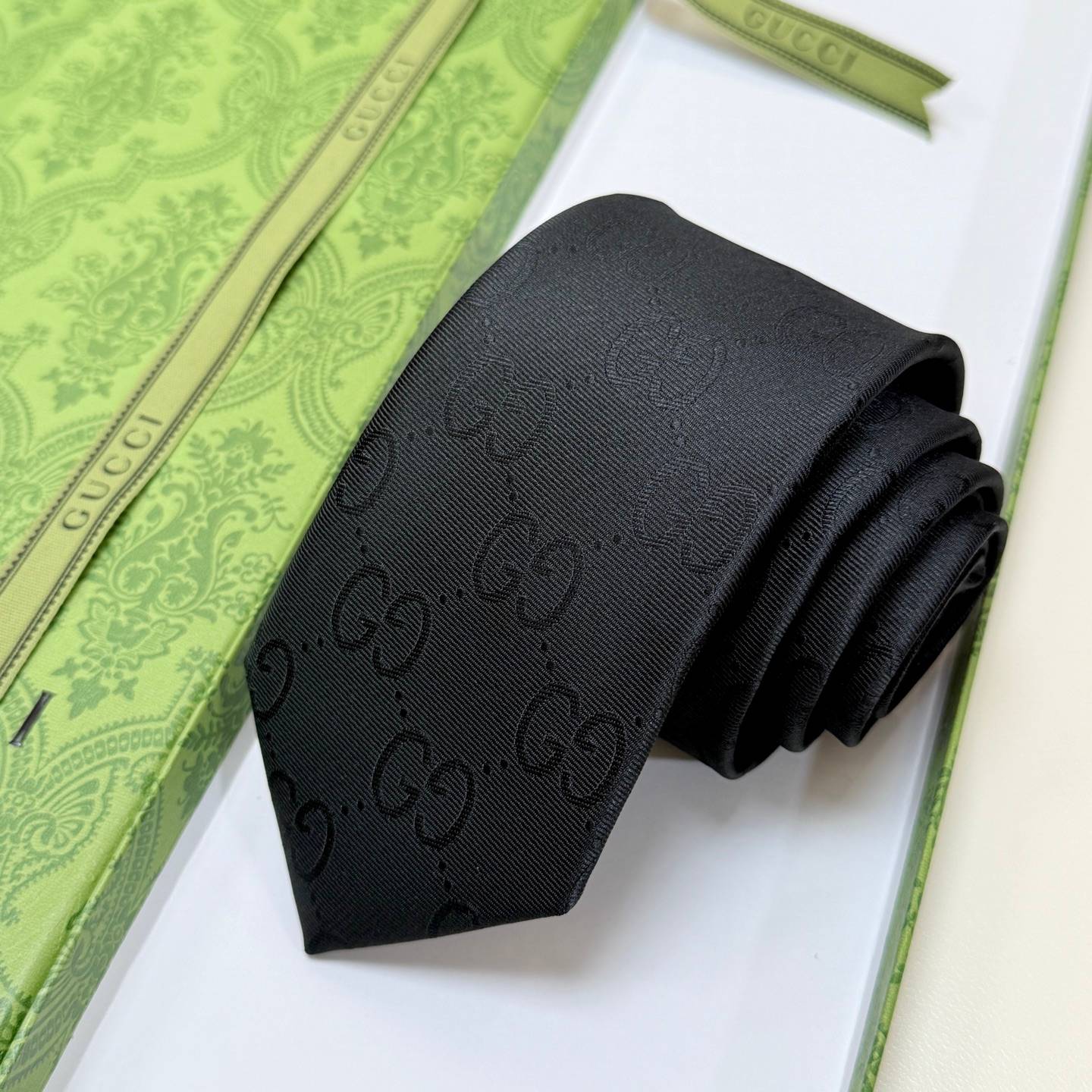 GUCCI グッチ シルクネクタイ GGモノグラム柄 ブラック