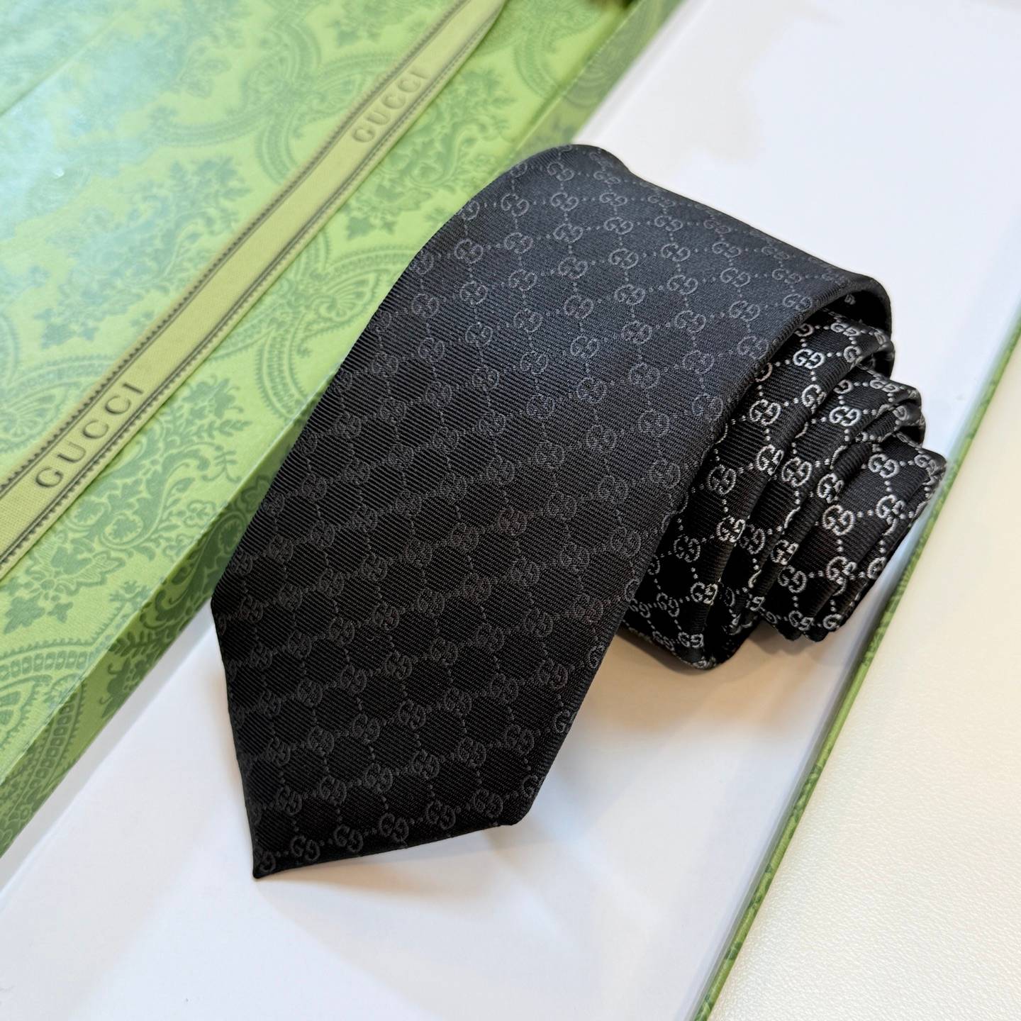 GUCCI グッチ シルクネクタイ GGモノグラム柄 ブラック - 画像 11