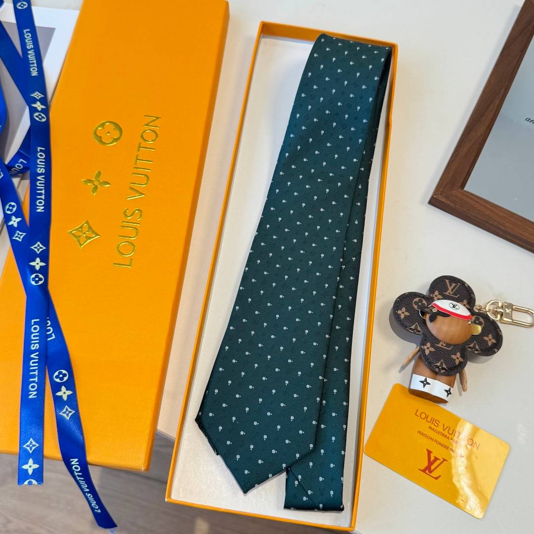 LOUIS VUITTON ルイヴィトン ネクタイ シルク調 モノグラム イエロー - 画像 7