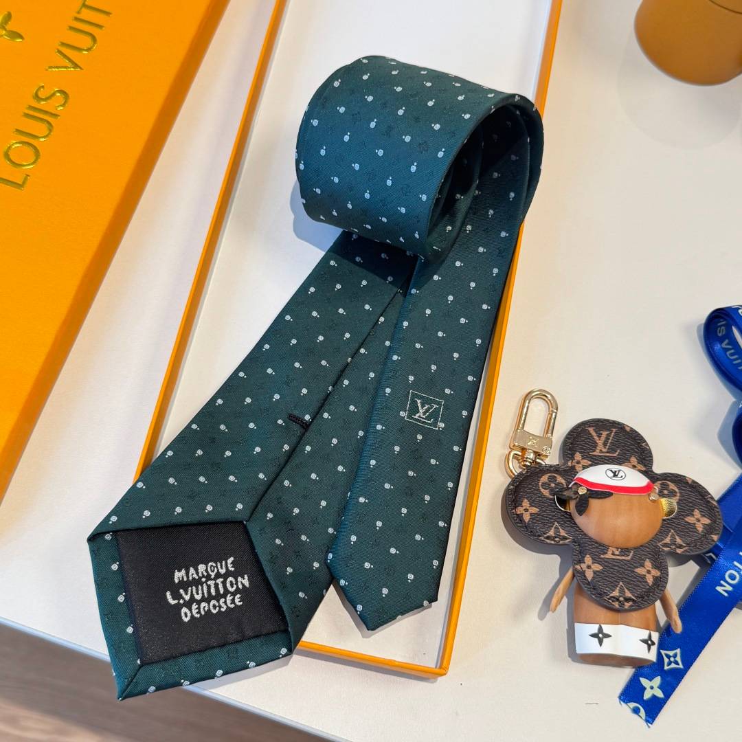 LOUIS VUITTON ルイヴィトン ネクタイ シルク モノグラム柄 ダークグリーン - 画像 2