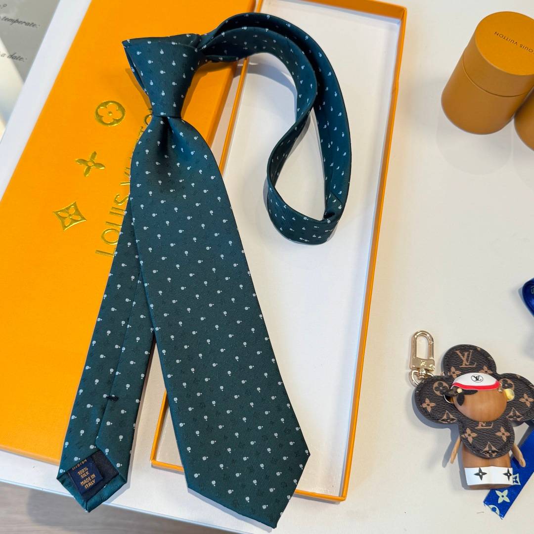 LOUIS VUITTON ルイヴィトン ネクタイ シルク モノグラム柄 ダークグリーン - 画像 4