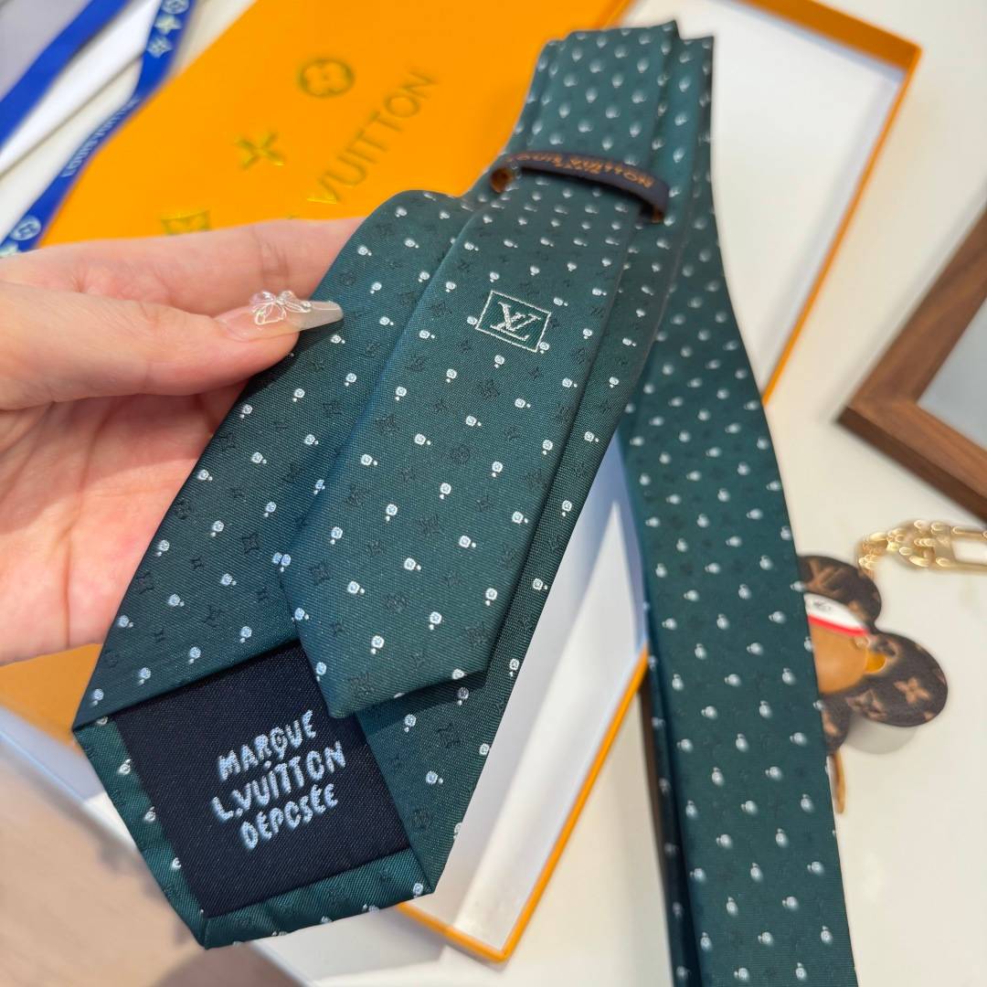 LOUIS VUITTON ルイヴィトン ネクタイ シルク モノグラム柄 ダークグリーン - 画像 5
