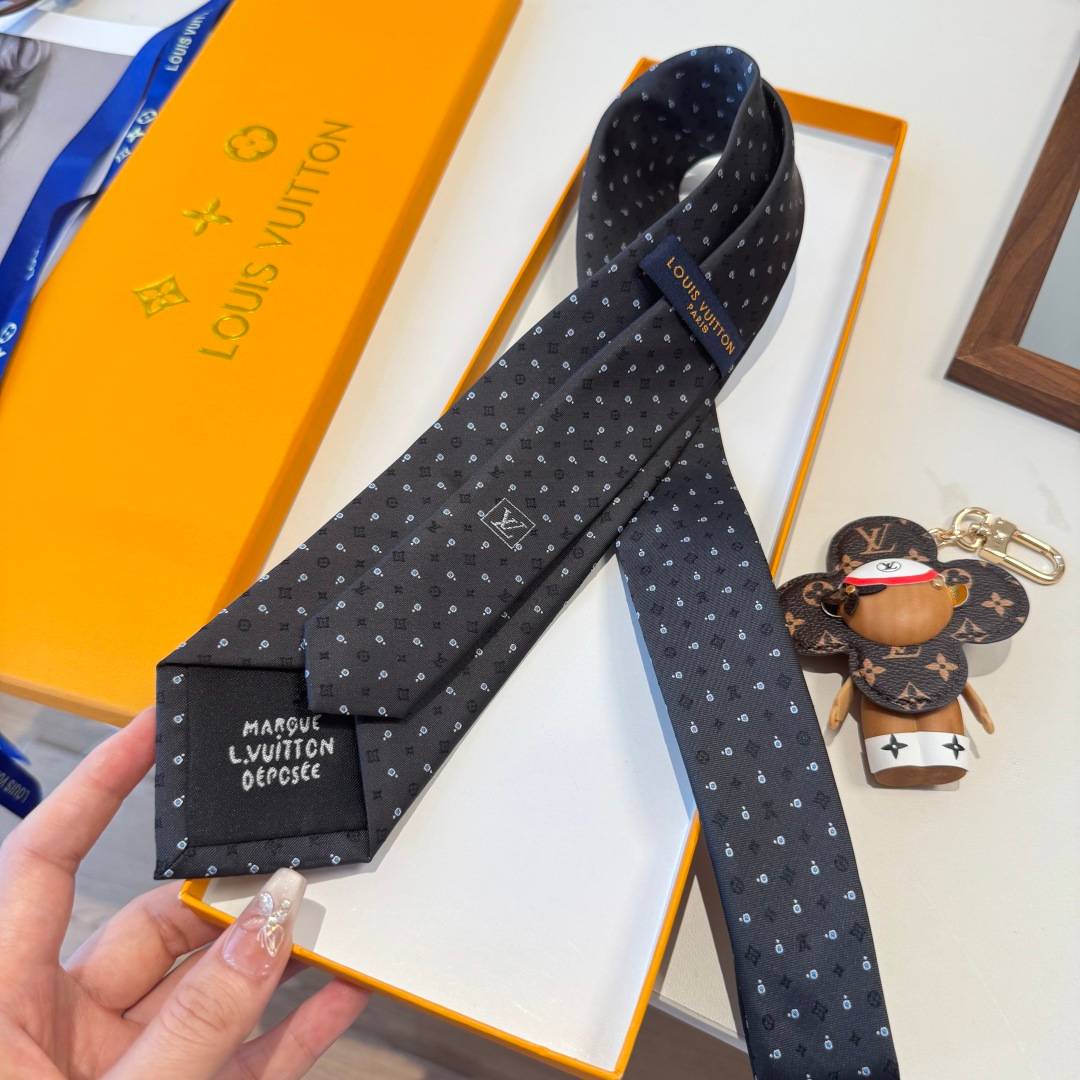 LOUIS VUITTON ルイヴィトン ネクタイ シルク モノグラム柄 ダークグリーン - 画像 9