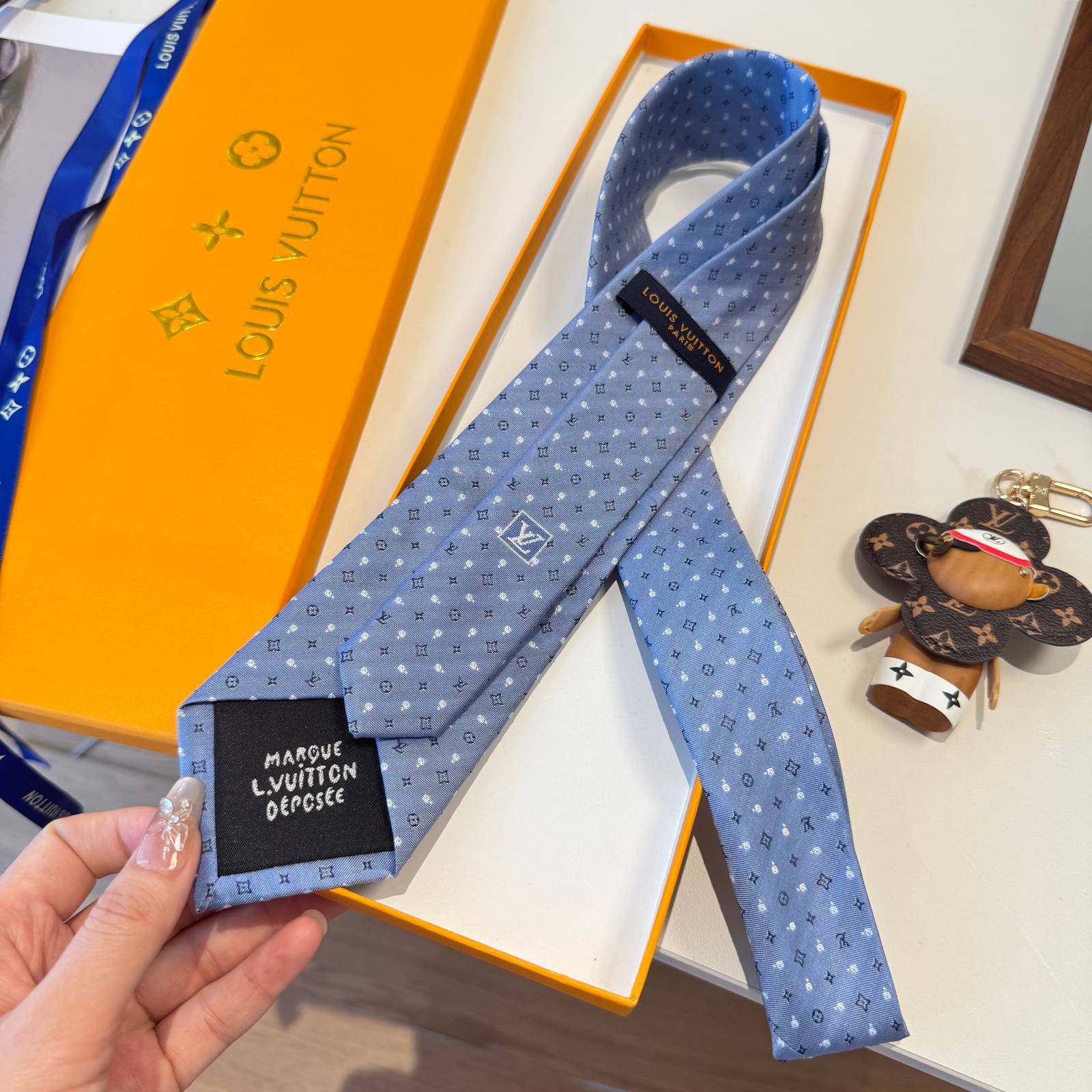LOUIS VUITTON ルイヴィトン ネクタイ シルク モノグラム柄 ダークグリーン - 画像 18