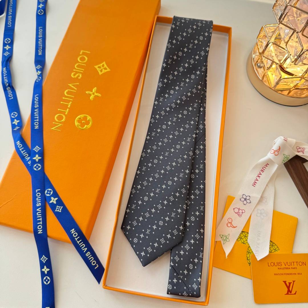 LOUIS VUITTON ルイ ヴィトン ネクタイ モノグラム柄 ダークグレー - 画像 2