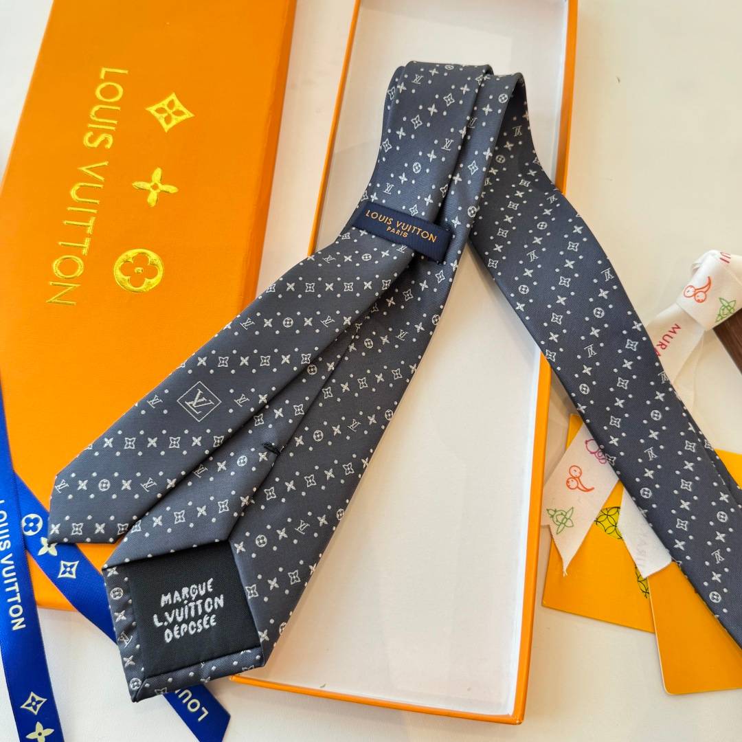 LOUIS VUITTON ルイ ヴィトン ネクタイ モノグラム柄 ダークグレー - 画像 3