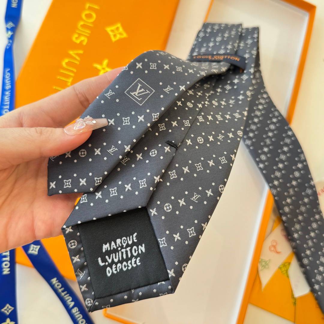 LOUIS VUITTON ルイ ヴィトン ネクタイ モノグラム柄 ダークグレー - 画像 4