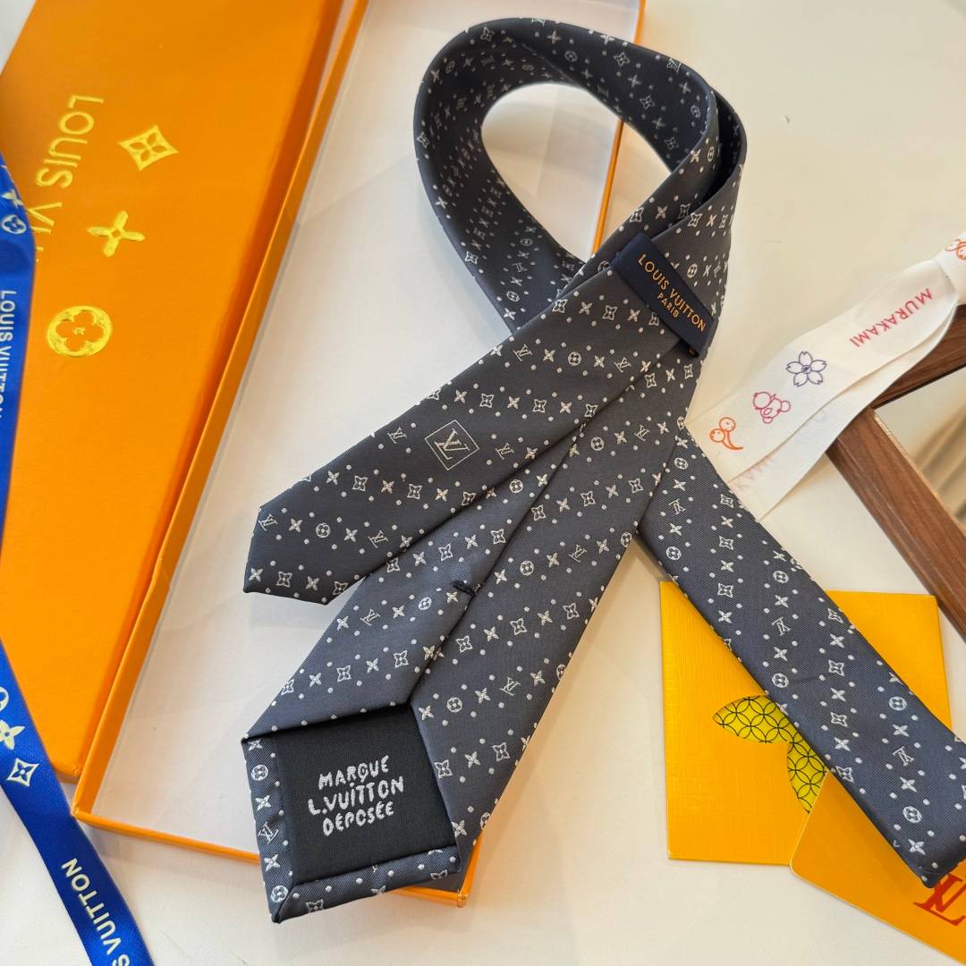 LOUIS VUITTON ルイ ヴィトン ネクタイ モノグラム柄 ダークグレー - 画像 5
