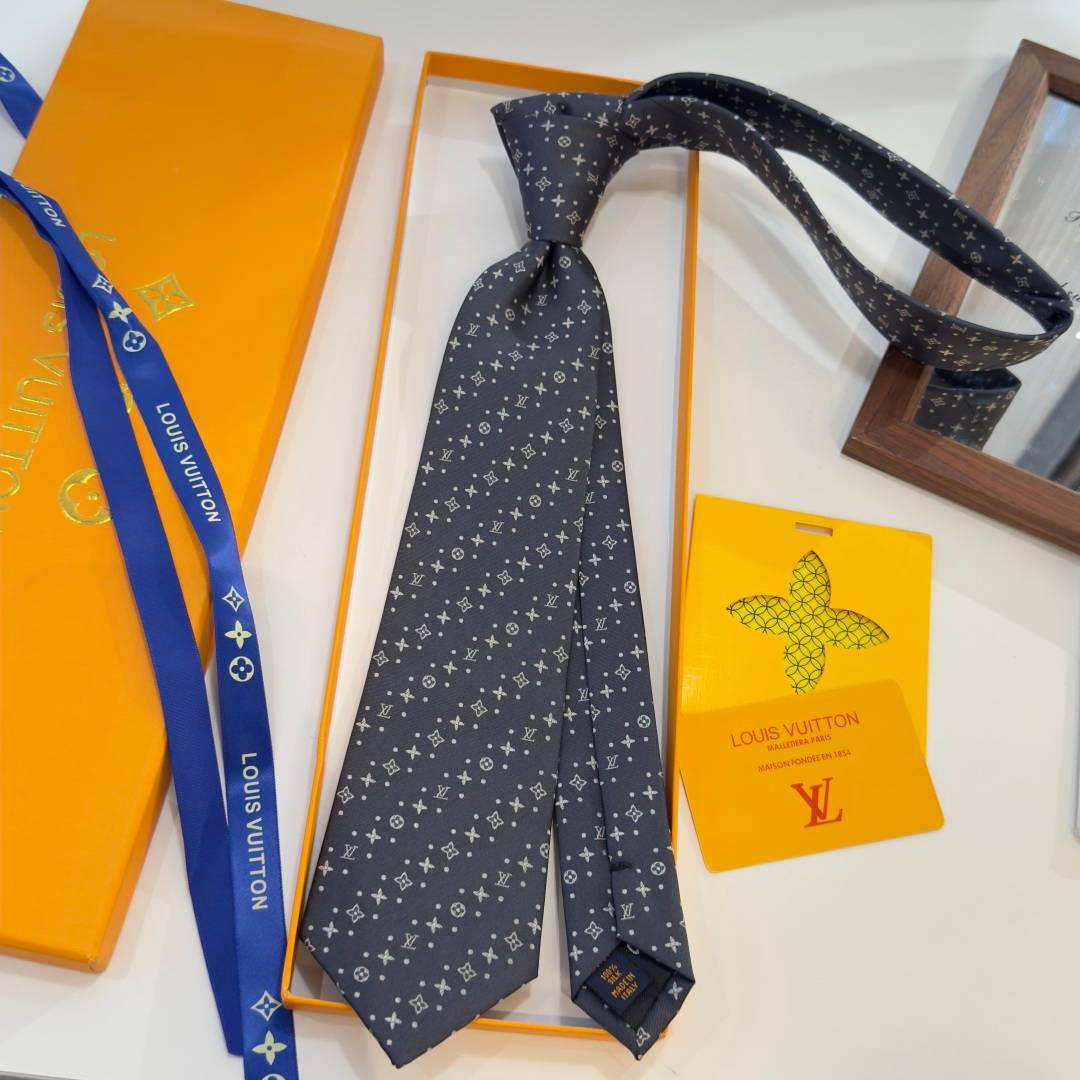 LOUIS VUITTON ルイ ヴィトン ネクタイ モノグラム柄 ダークグレー - 画像 7