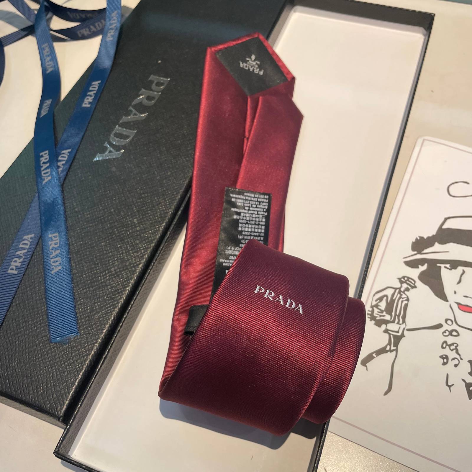 PRADA プラダ ボタンダウンネクタイ レッド - 画像 6