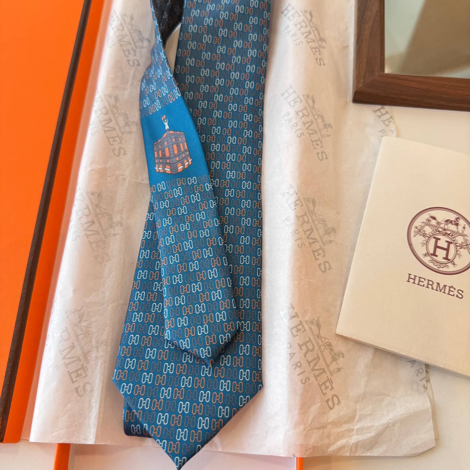 HERMES アニマル柄 ドレスシャツ ネクタイ レッド - 画像 11