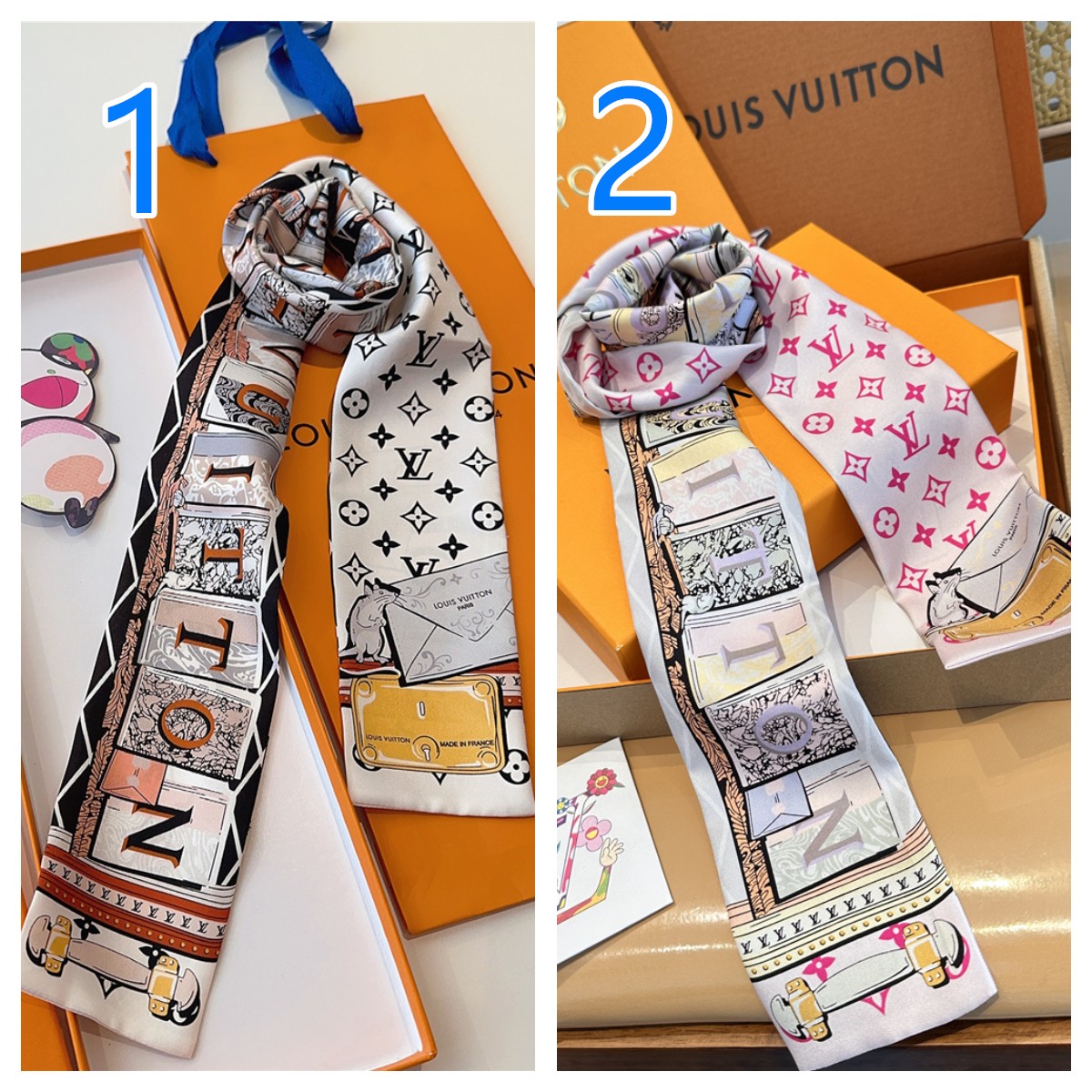 LOUIS VUITTON　ルイヴィトン　バンドー　ツイリースカーフ　バックチャーム　モノグラム　 細スカーフ　レディース