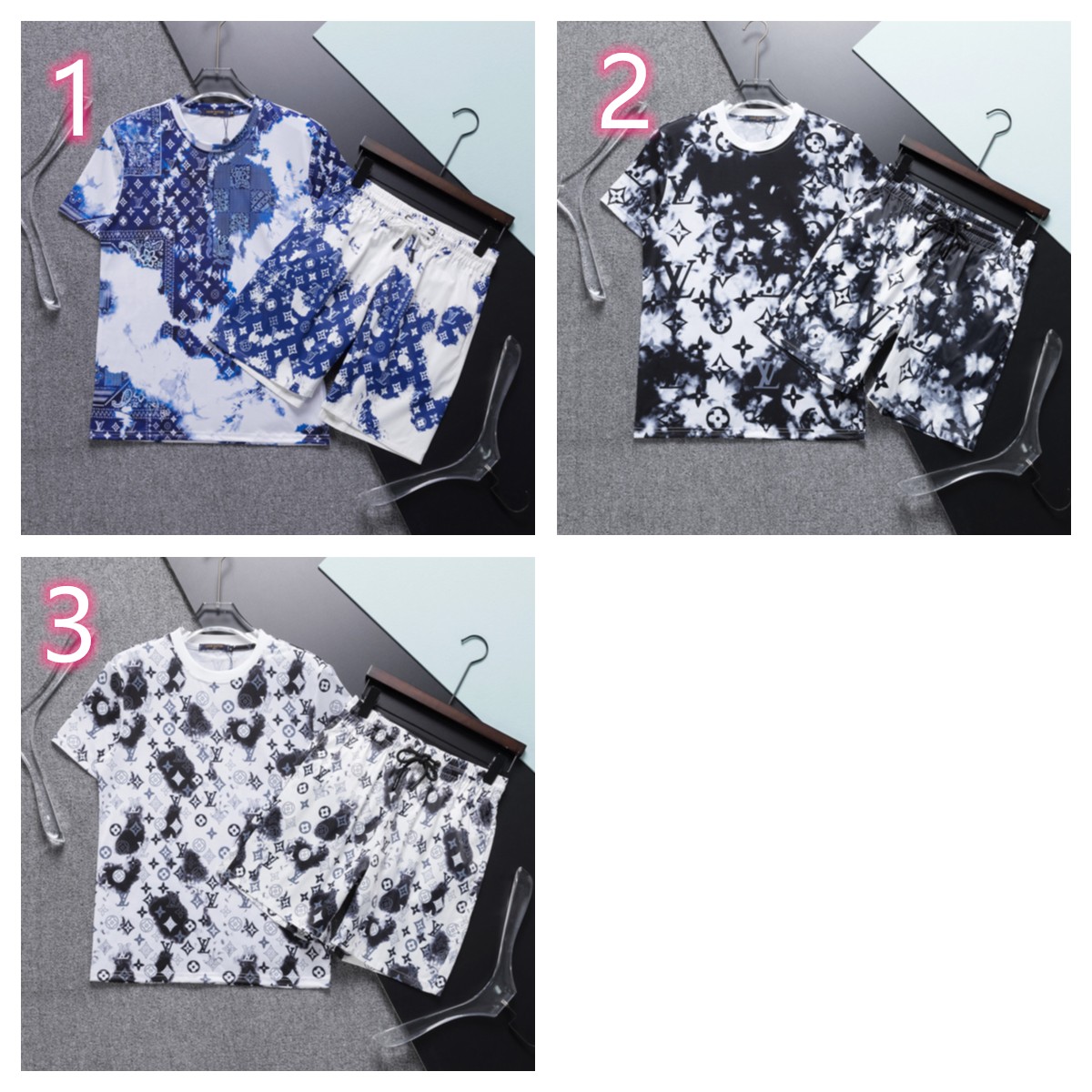 Louis Vuittonセットアップ　上下2点セット　ルイヴィトン　半袖Ｔシャツとショートパンツ　LVカジュアルウェア　モノグラム　3種