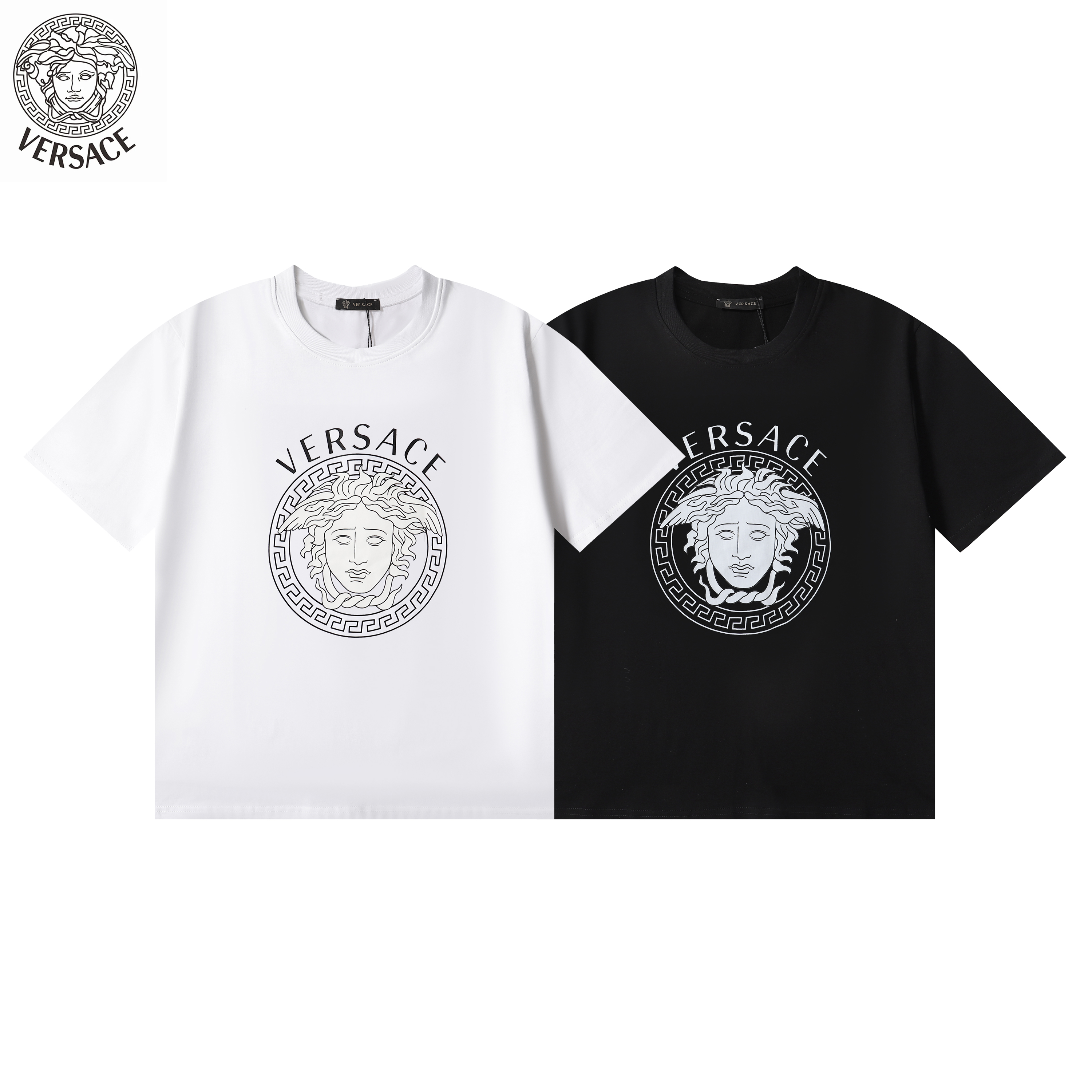 ヴェルサーチ　Versace　半袖シャツ　プリントシャツ　クルーネック　Tシャツ　T-shirt　3色　メンズ