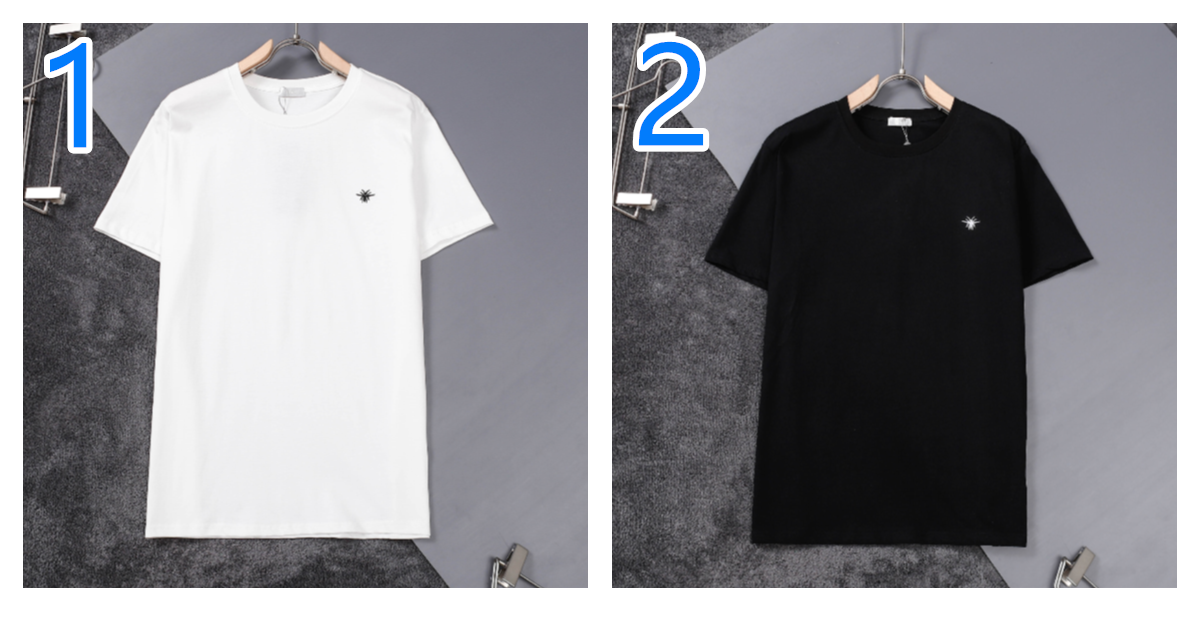 Dior　ディオール Ｔシャツ　夏シャツ　丸首シャツ　ブラック　ホワイト　半袖シャツ　刺繍　2色