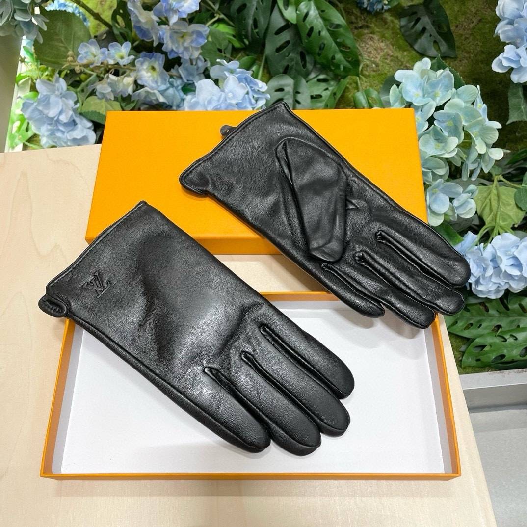 LOUIS VUITTON ルイ ヴィトン 革手袋 レザー手袋 本革 スマホ対応 保温 通勤 通学 ギフト ブラック ホワイト - 画像 3