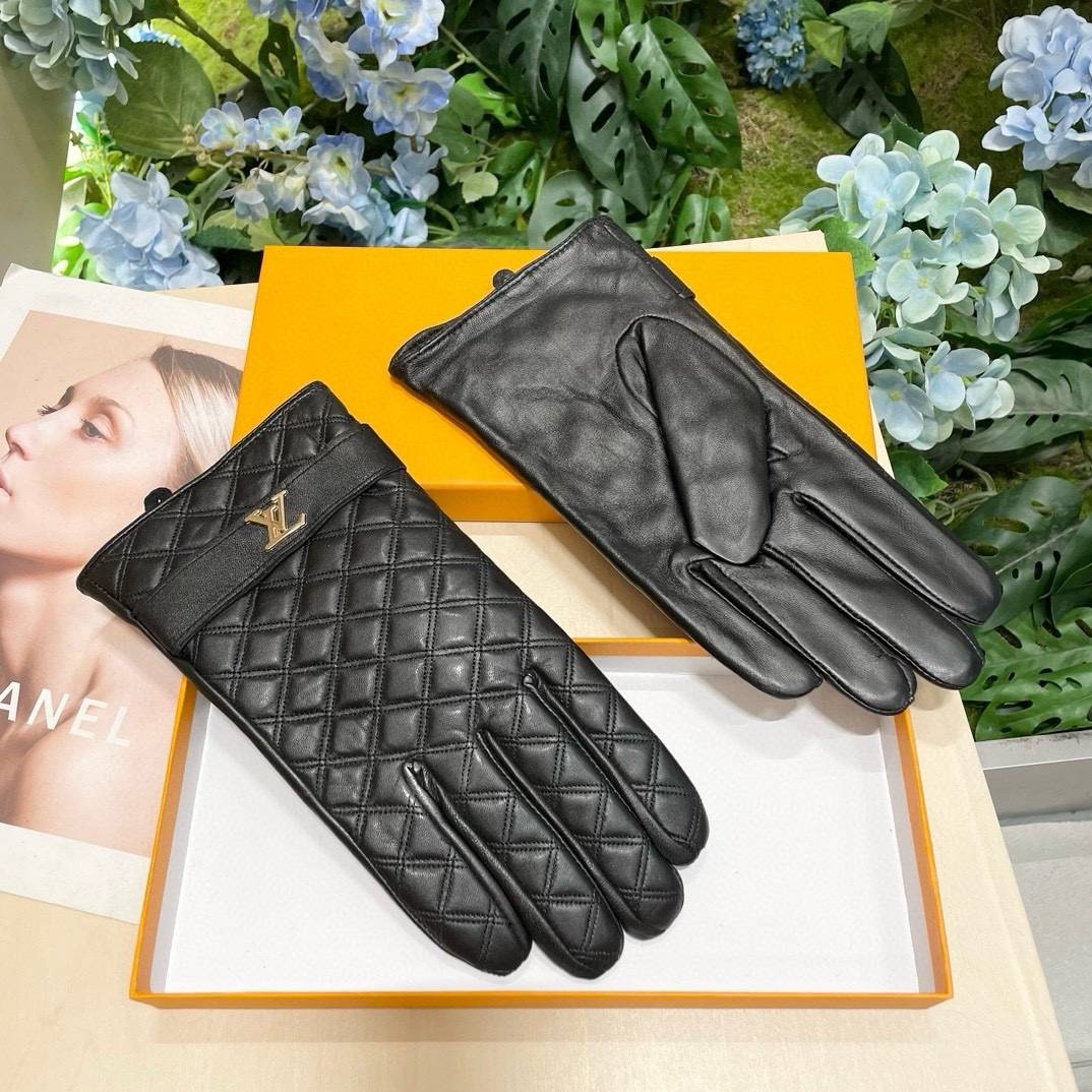 LOUIS VUITTON ルイ ヴィトン レザー手袋 本革 グローブ 冬 防寒 通勤 ブラック - 画像 7