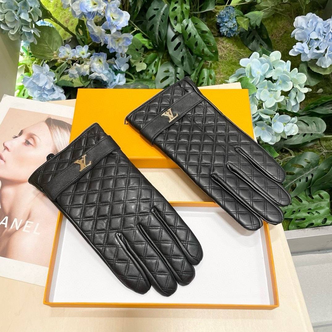 LOUIS VUITTON ルイ ヴィトン レザー手袋 本革 グローブ 冬 防寒 通勤 ブラック - 画像 8