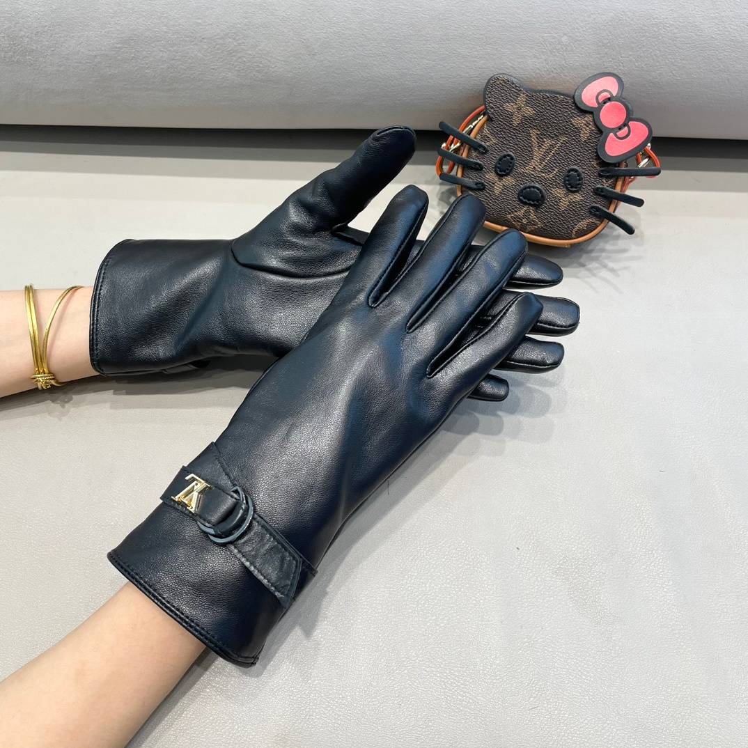Louis Vuitton ルイ ヴィトン レディース 革手袋 本革 防寒 スマホ対応 通勤 おしゃれ ブラック - 画像 3