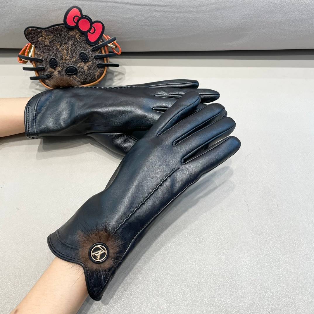 Louis Vuitton ルイ ヴィトン レディース 革手袋 本革 防寒 スマホ対応 通勤 おしゃれ ブラック - 画像 10