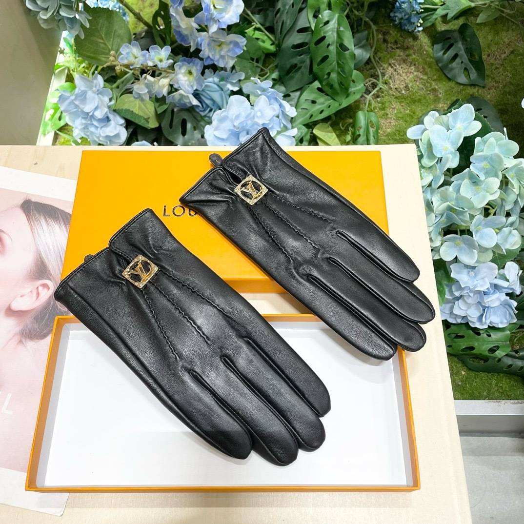 ルイヴィトン LV レディース 革手袋 本革 防寒 スマホ対応 通勤 ギフト おしゃれ 高級感 腕元デザイン 秋冬 防寒 ブラック ベージュ - 画像 2