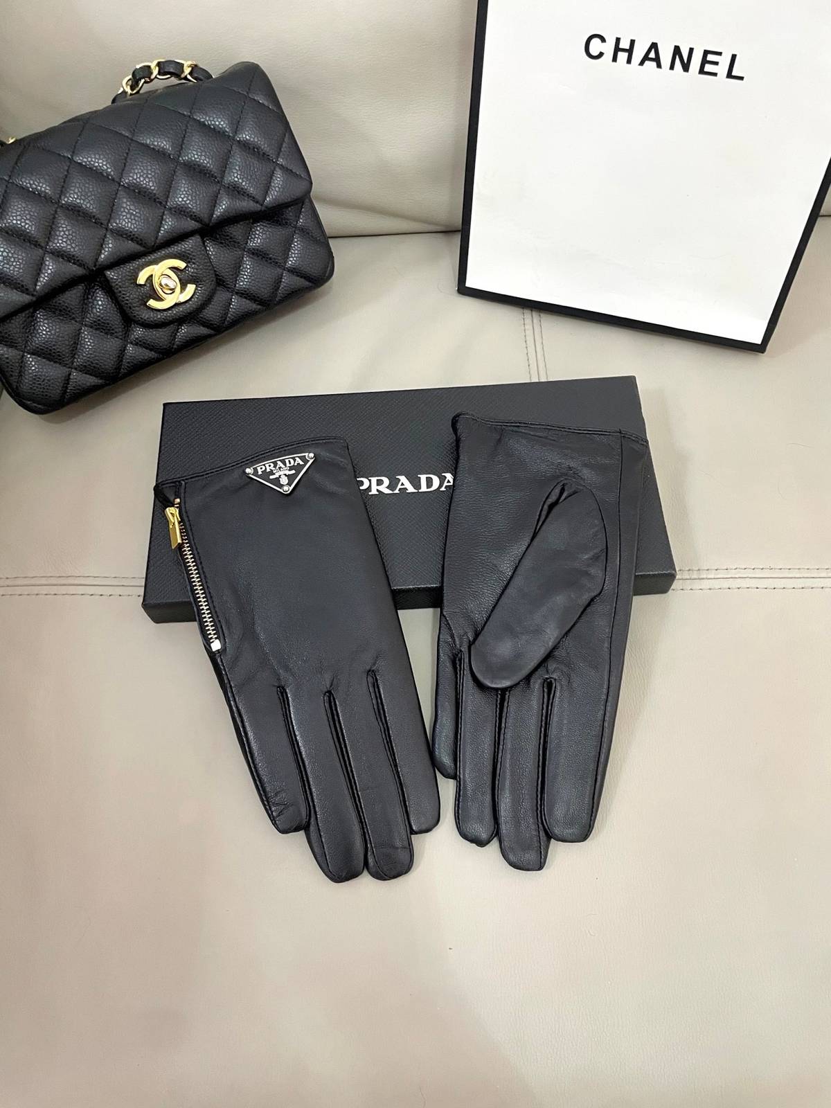 Prada プラダ レザー手袋 本革 通勤 防寒 高級 女性 ブラウン - 画像 4