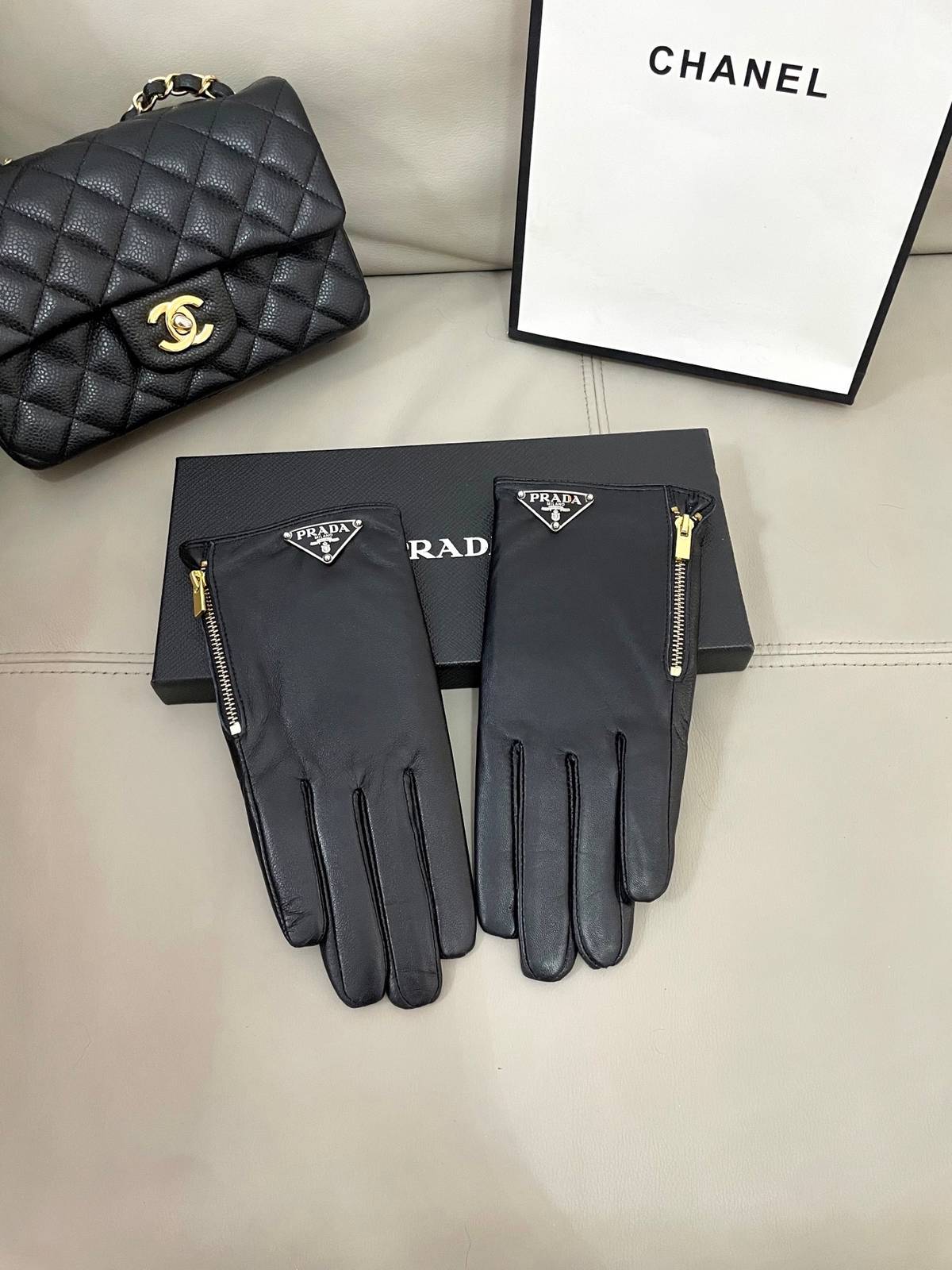 Prada プラダ レザー手袋 本革 通勤 防寒 高級 女性 ブラウン - 画像 5